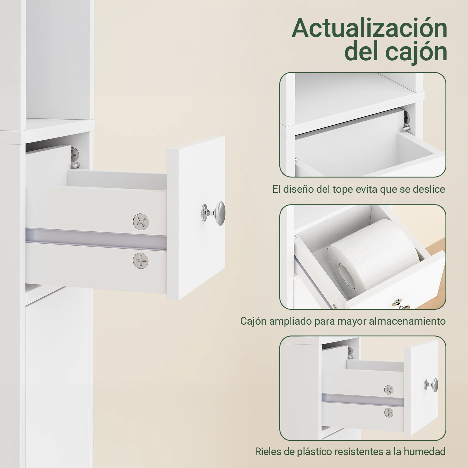 SoBuy BZR34-II-W Armario Estrecho con 2 Puertas y 1 cajón Blanco 20x20x180cm - Image 7