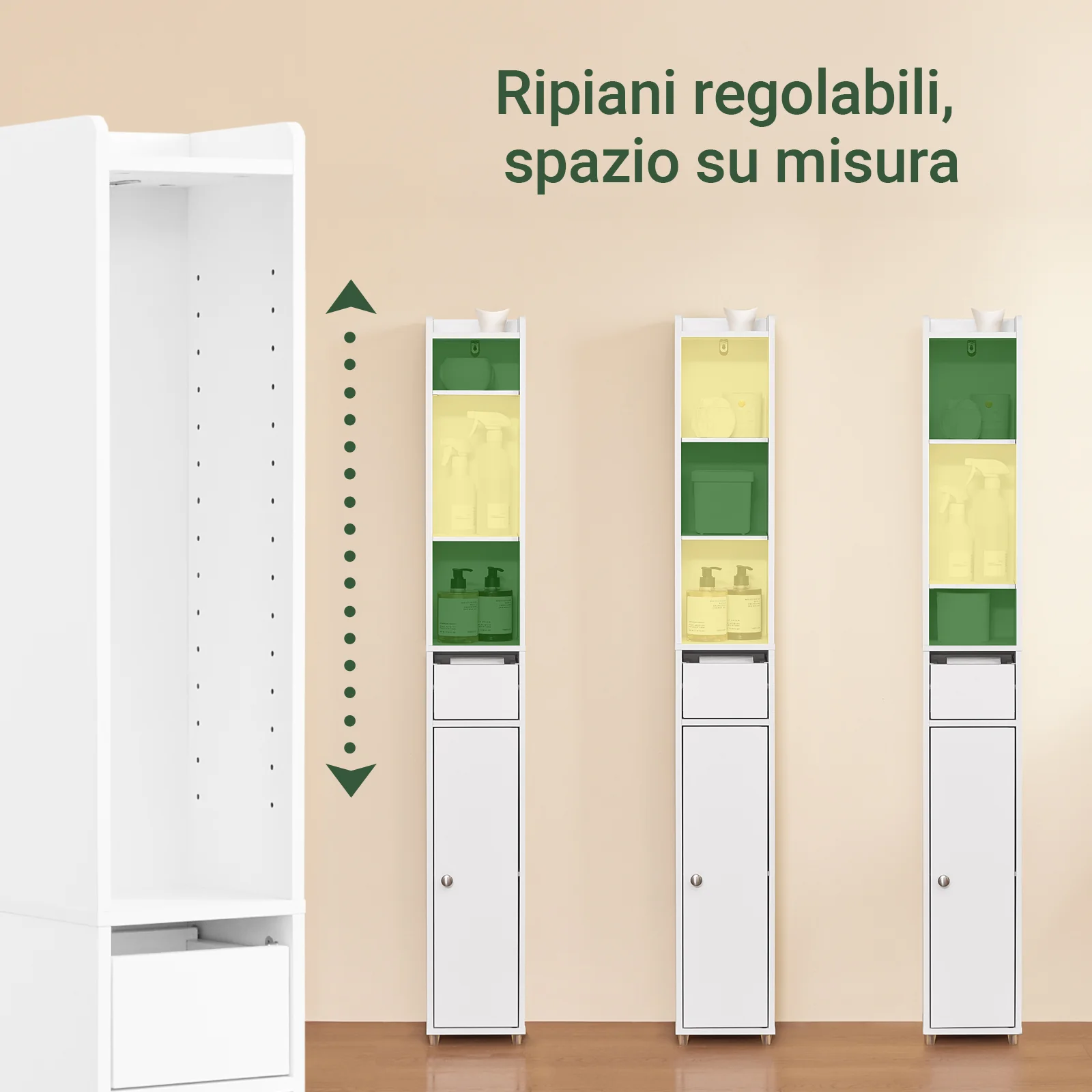 SoBuy BZR34-K-W Mueble columna de Baño Armario Almacenaje para Espacios Pequeños 20x20x145cm Blanco - Image 6