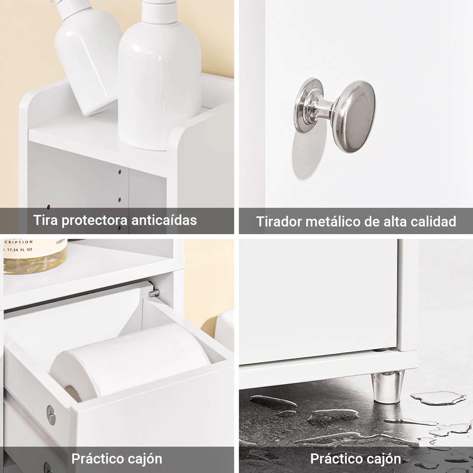 SoBuy BZR34-K-W Mueble columna de Baño Armario Almacenaje para Espacios Pequeños 20x20x145cm Blanco - Image 8