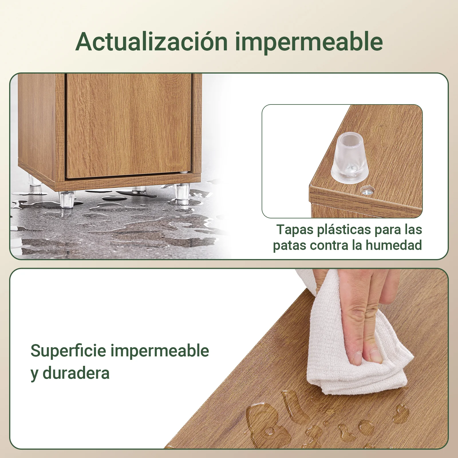 SoBuy BZR34-II-PF Mueble Columna de Baño con 5 Estantes Abiertos 2 Puertas y 1 Cajón Marrón - Image 8
