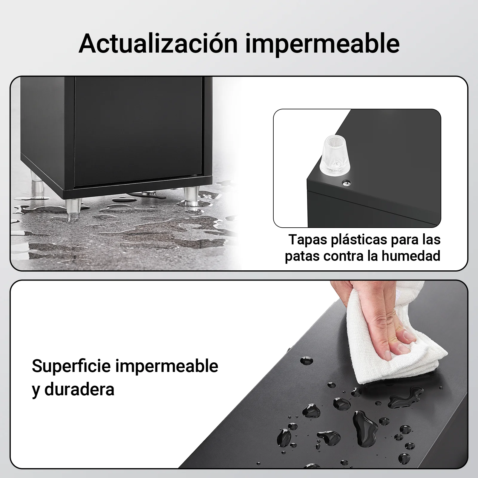 SoBuy BZR34-II-SCH Mueble Columna de Baño con 2 Puertas y 1 cajón Negro - Image 7