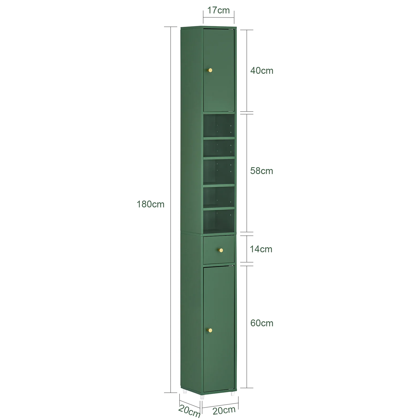 SoBuy BZR34-II-SY Mueble Columna de Baño con 5 Estantes Verde - Image 3