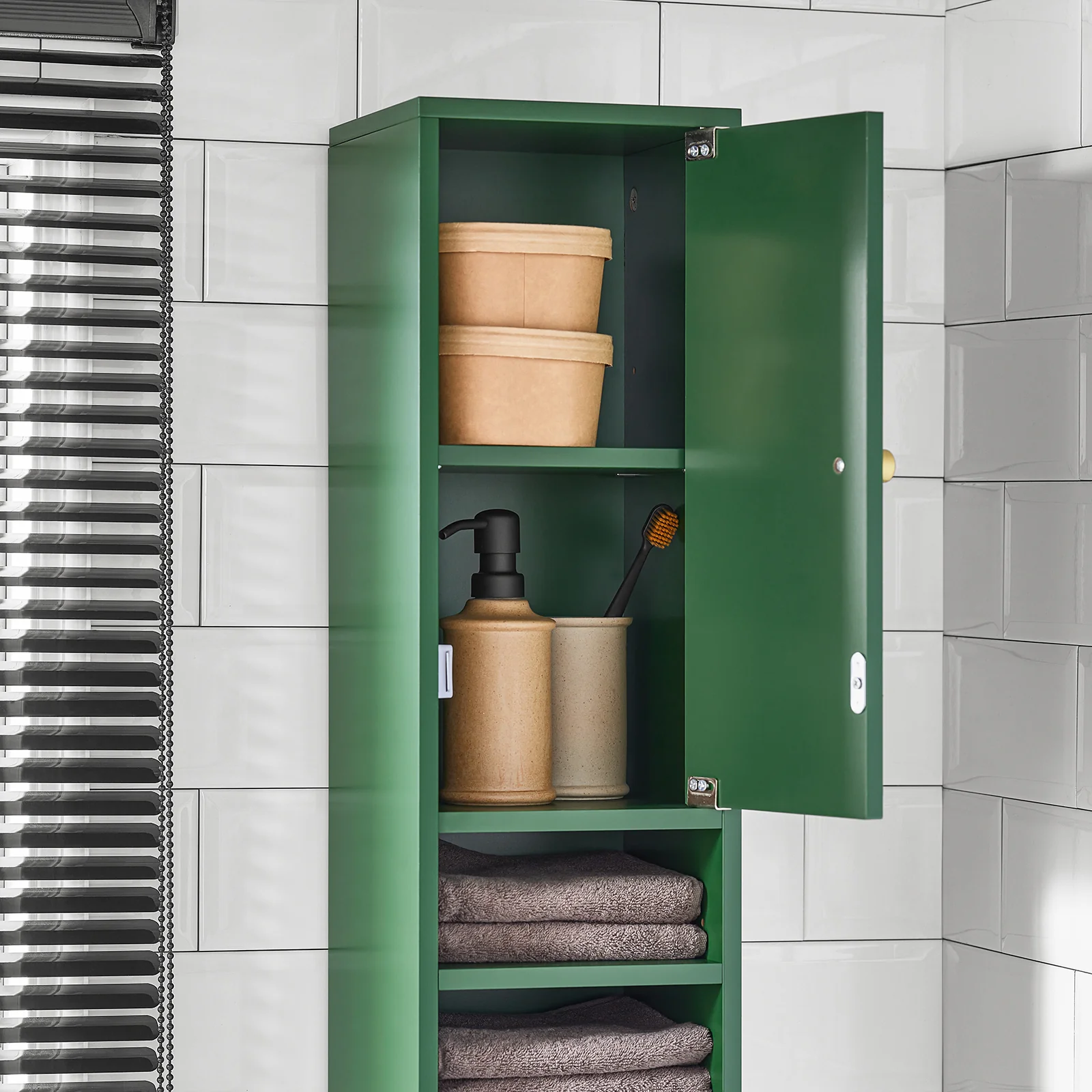 SoBuy BZR34-II-SY Mueble Columna de Baño con 5 Estantes Verde - Image 6