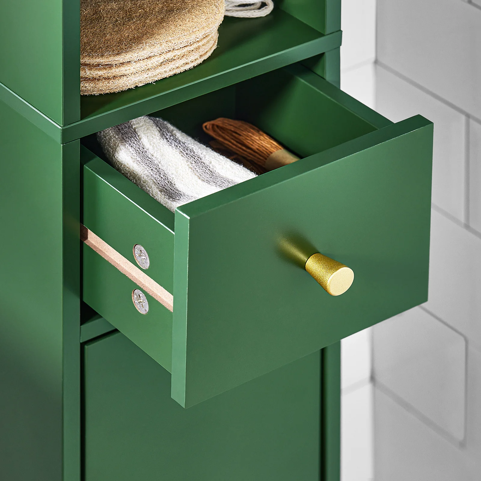 SoBuy BZR34-II-SY Mueble Columna de Baño con 5 Estantes Verde - Image 7