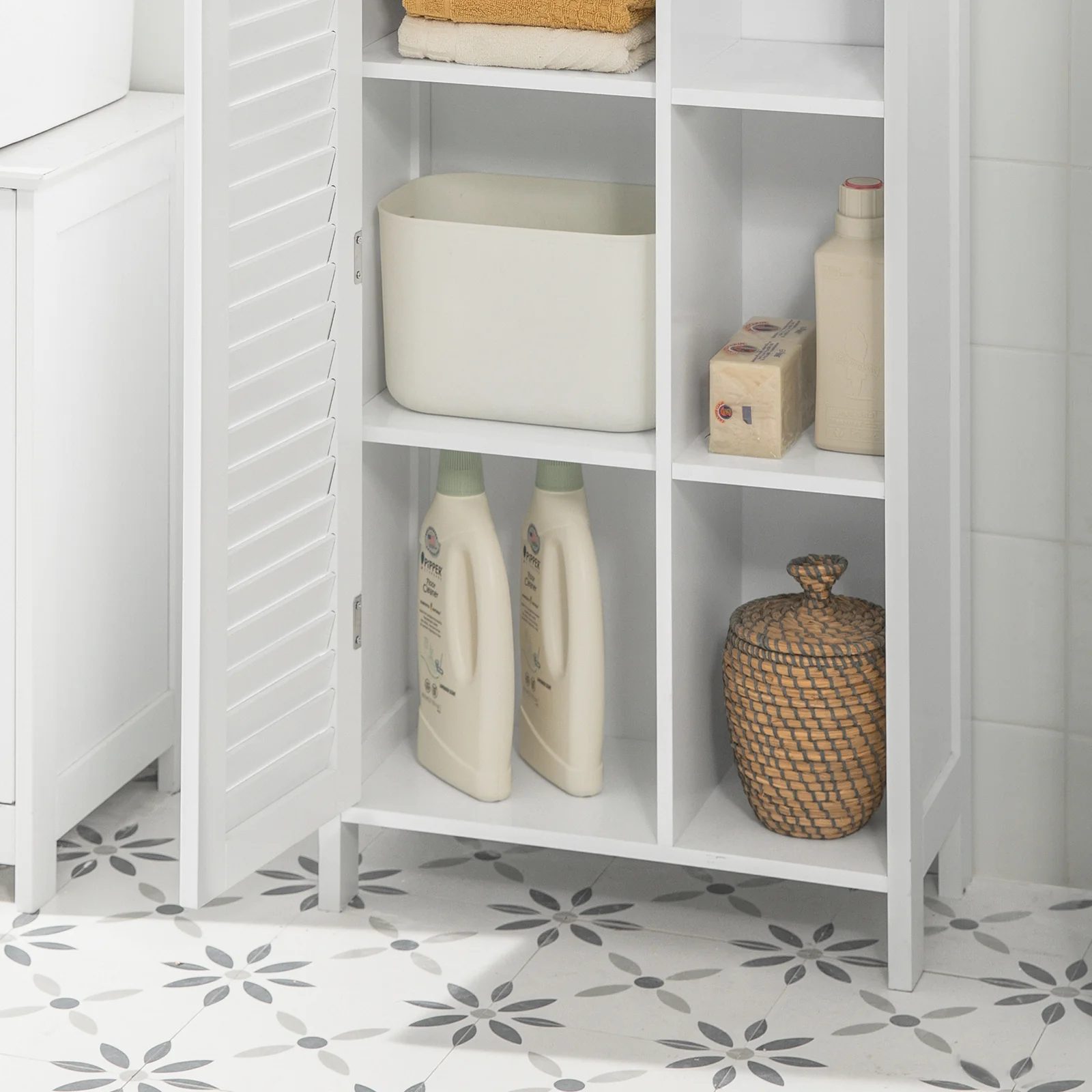 SoBuy BZR39-W Armario para Baño con 1 puerta y 3 estantes Blanco - Image 5