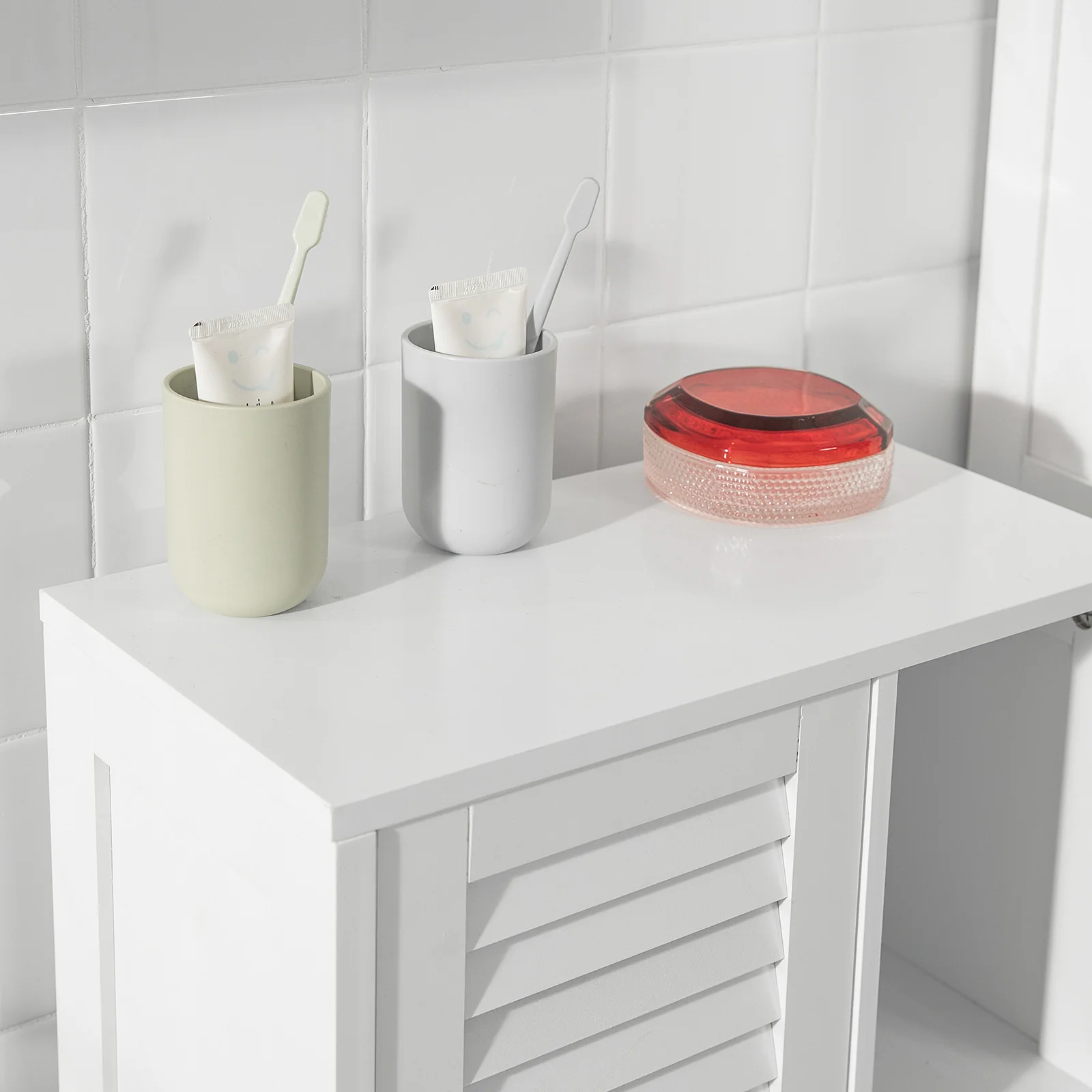 SoBuy BZR39-W Armario para Baño con 1 puerta y 3 estantes Blanco - Image 6