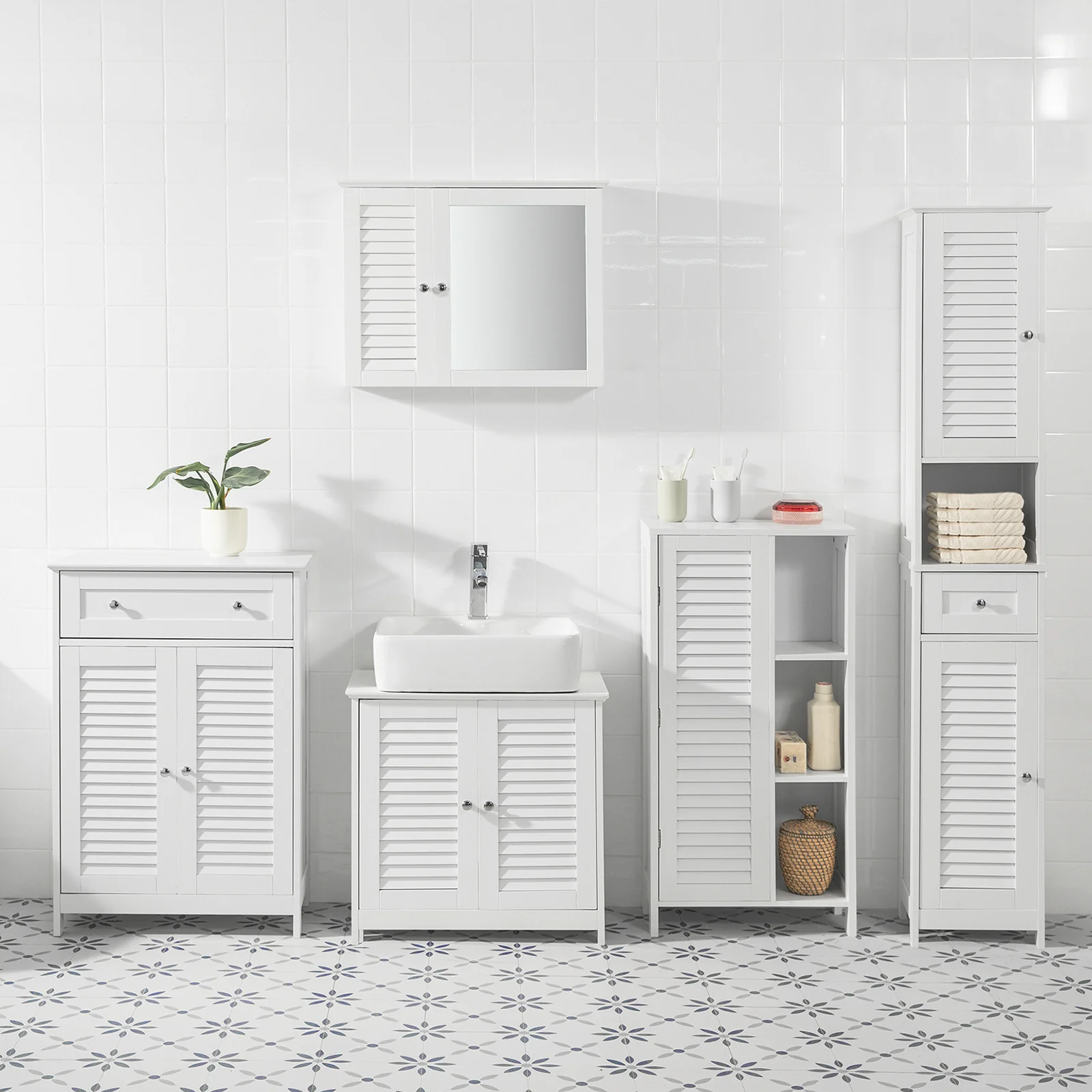 SoBuy BZR39-W Armario para Baño con 1 puerta y 3 estantes Blanco - Image 8