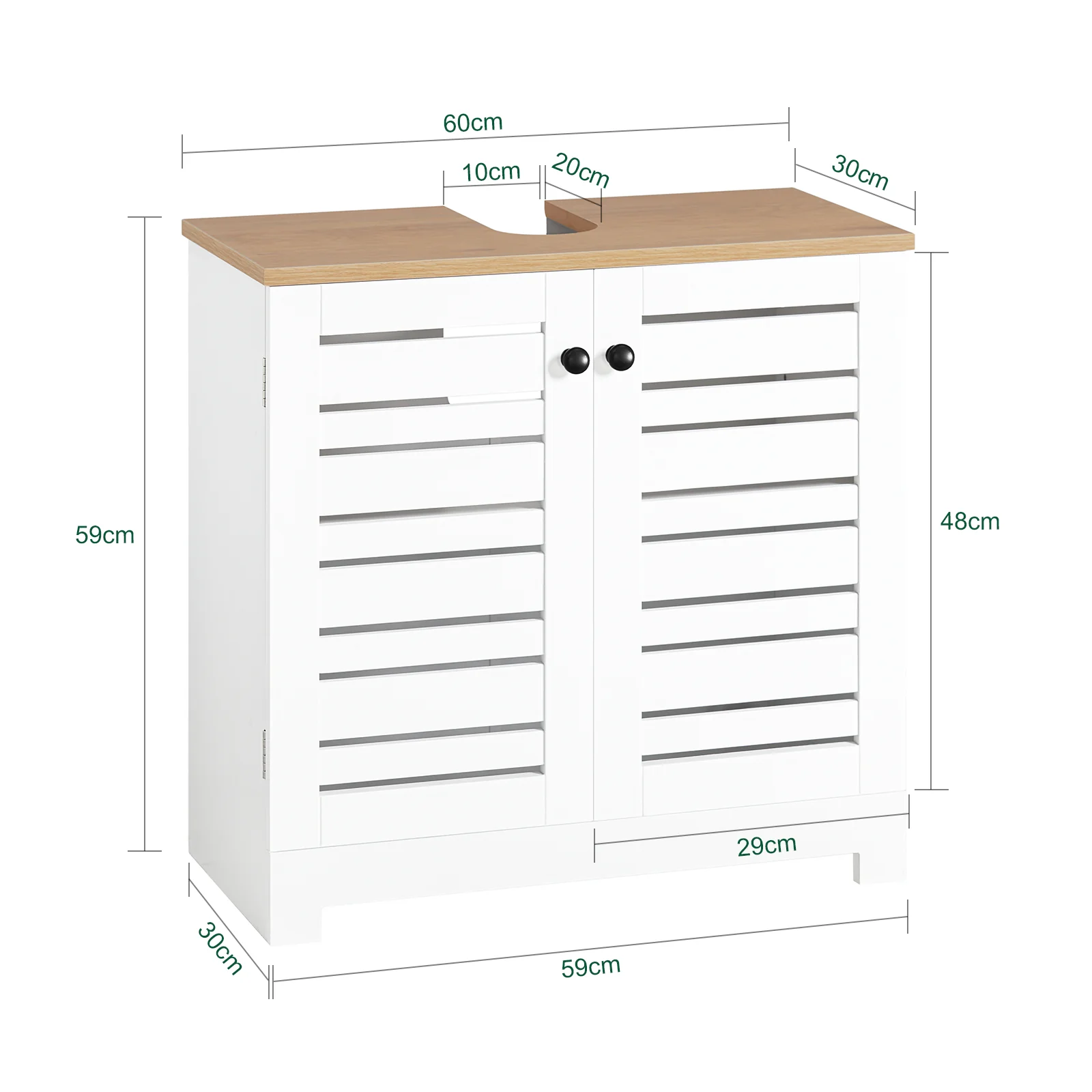 SoBuy BZR40-W Armario Lavabo con 2 Estantes y 2 Puertas - Image 3