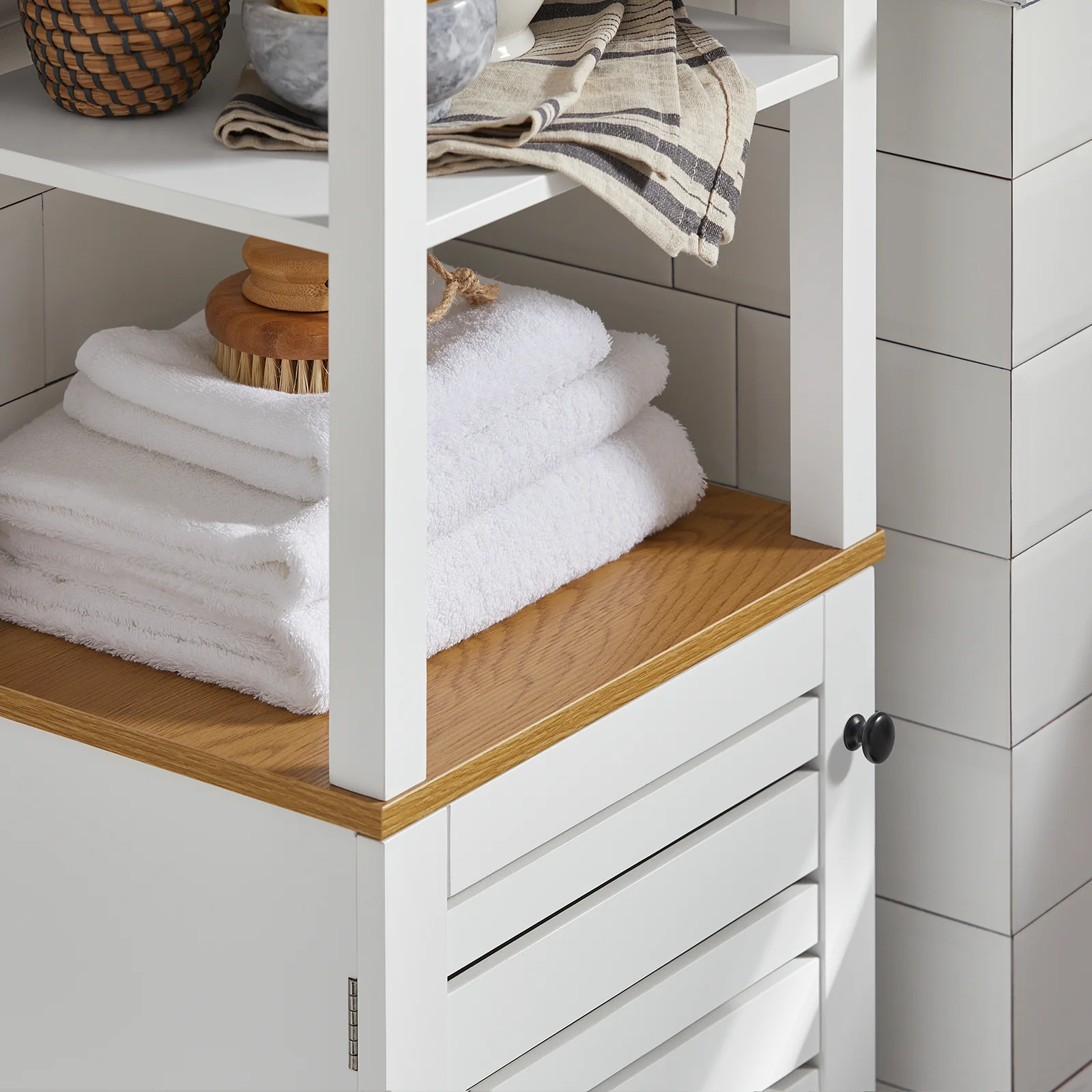 SoBuy BZR43-W Armario Baño Alta con 5 Estantes Blanco - Image 6
