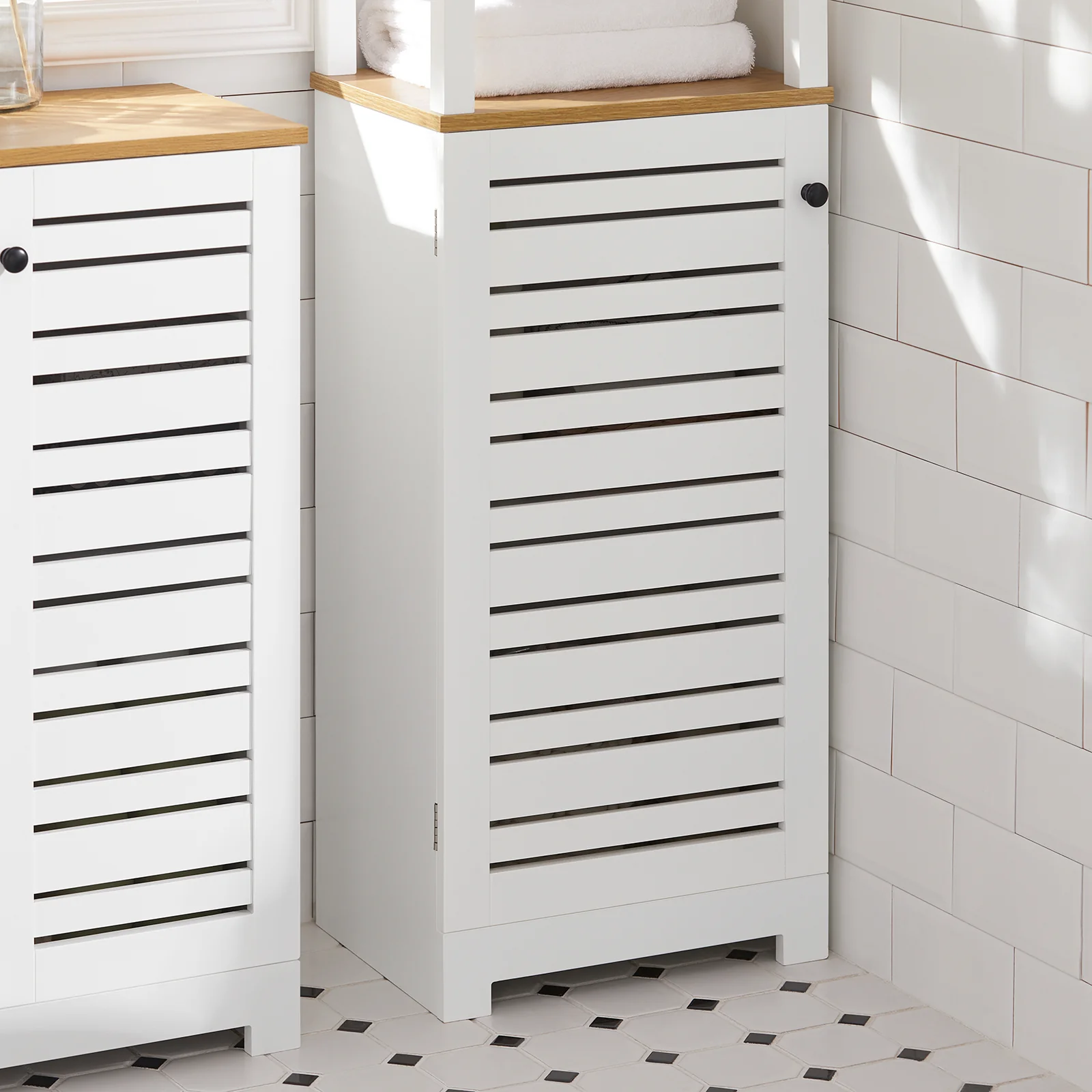 SoBuy BZR43-W Armario Baño Alta con 5 Estantes Blanco - Image 8