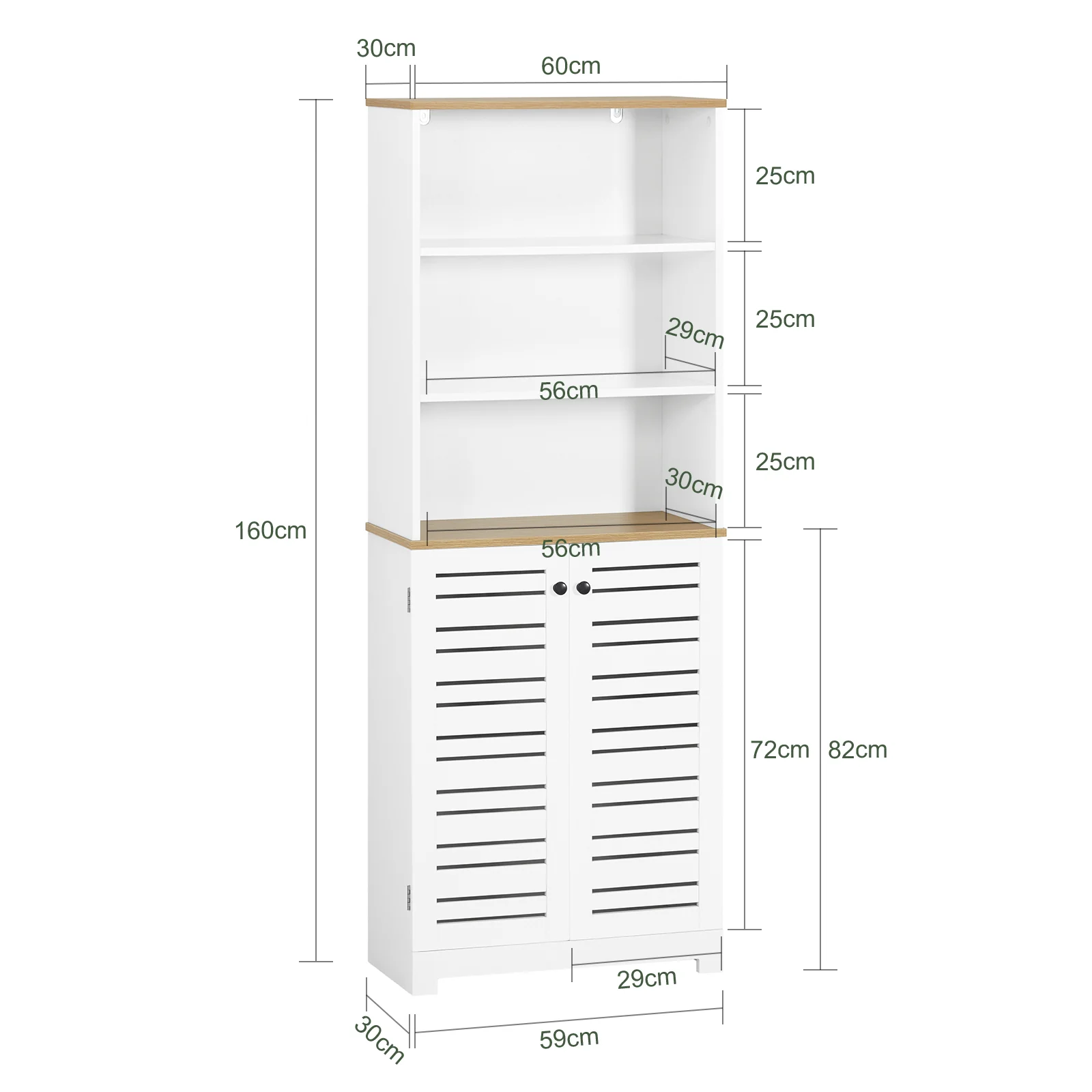 SoBuy BZR44-W Mueble Columna de Baño con 5 Estantes y 2 Puertas Blanco - Image 3