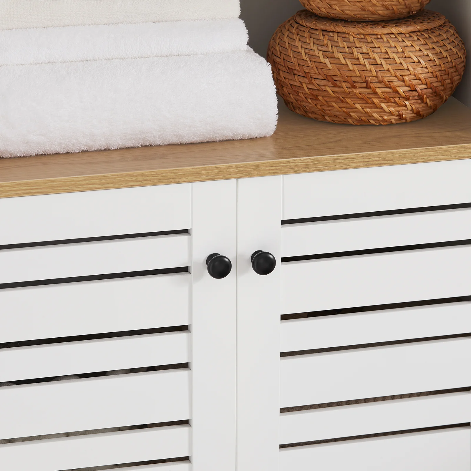 SoBuy BZR44-W Mueble Columna de Baño con 5 Estantes y 2 Puertas Blanco - Image 6