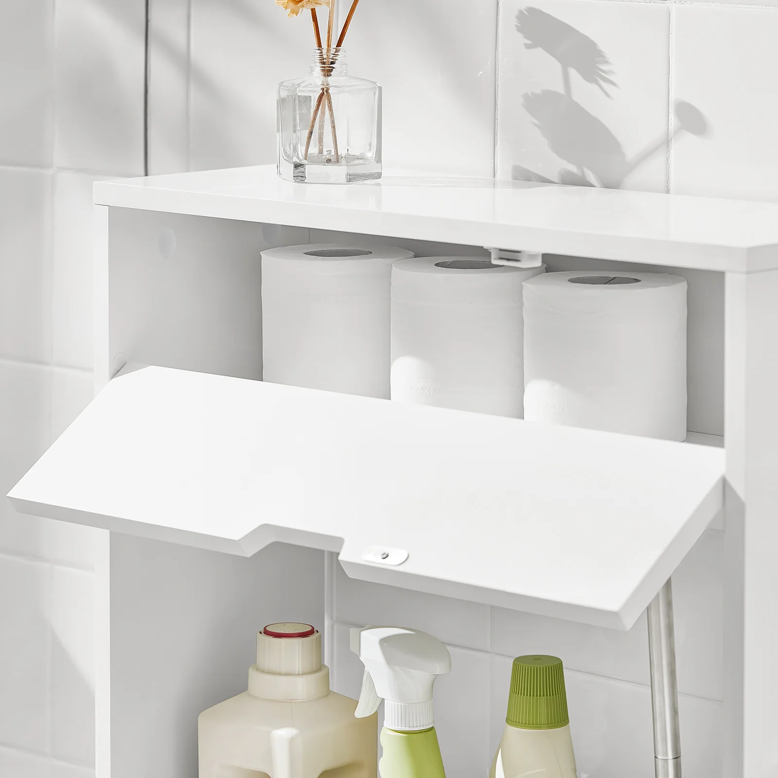 SoBuy BZR48-W  Armario de Baño con 1 cajón y 1 Bandeja Blanco - Image 6