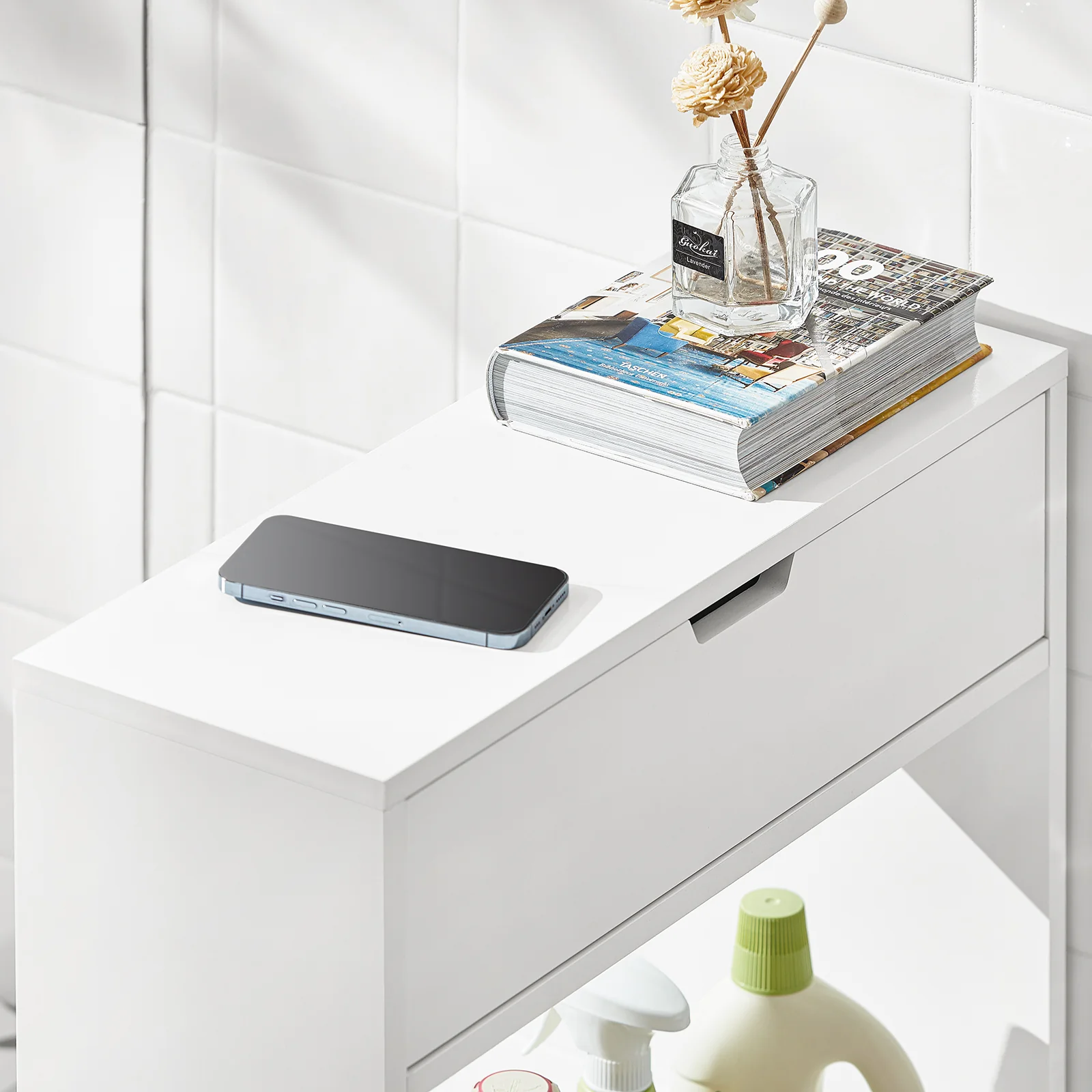 SoBuy BZR48-W  Armario de Baño con 1 cajón y 1 Bandeja Blanco - Image 7
