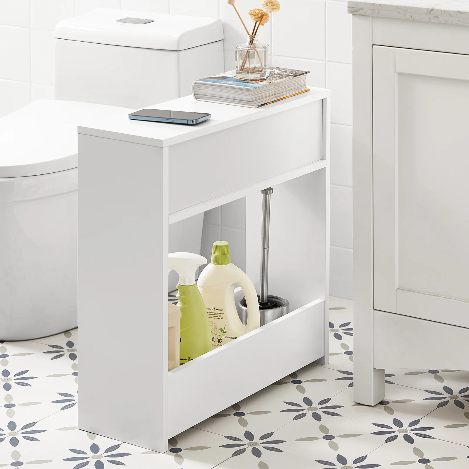 SoBuy BZR48-W  Armario de Baño con 1 cajón y 1 Bandeja Blanco - Image 9