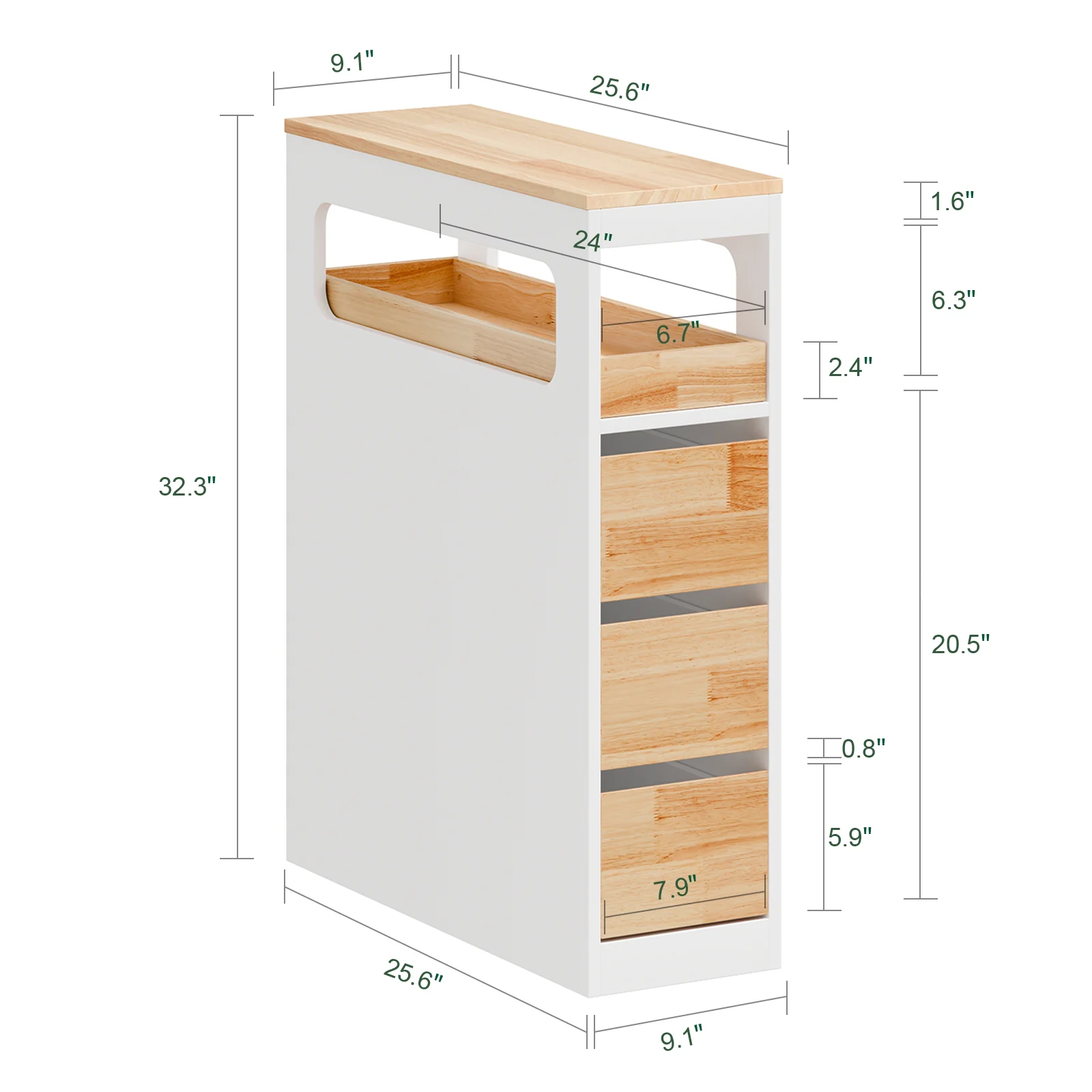 Preventa-SoBuy BZR54-IV-WN Carrito de Baño Estrecho Estantería para Nichos Móvil con 3 Cajones - Image 4