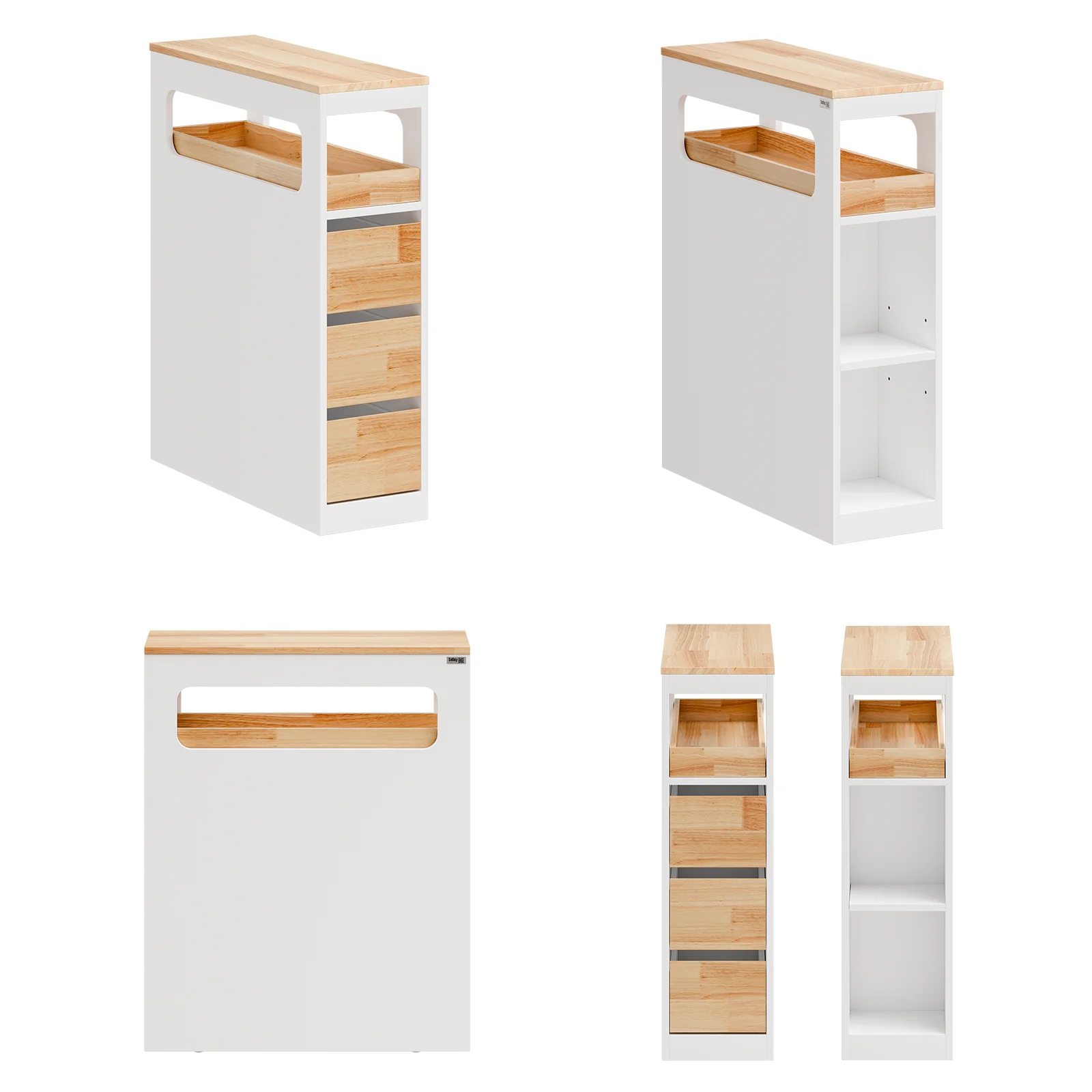 Preventa-SoBuy BZR54-IV-WN Carrito de Baño Estrecho Estantería para Nichos Móvil con 3 Cajones - Image 9