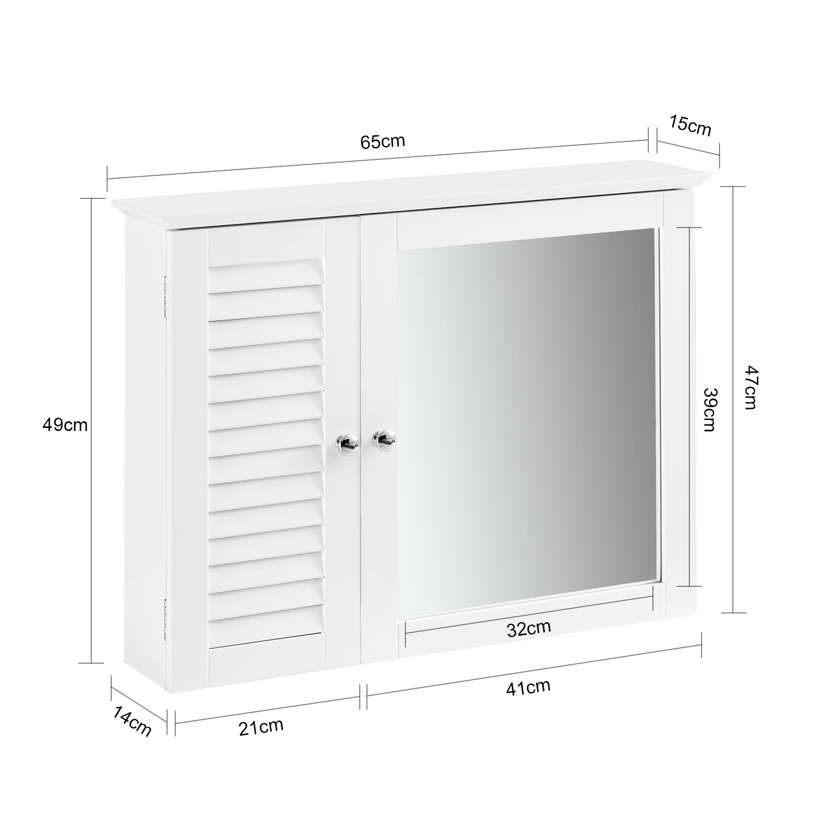 SoBuy BZR55-W Mueble de Pared con Espejo Blanco - Image 3