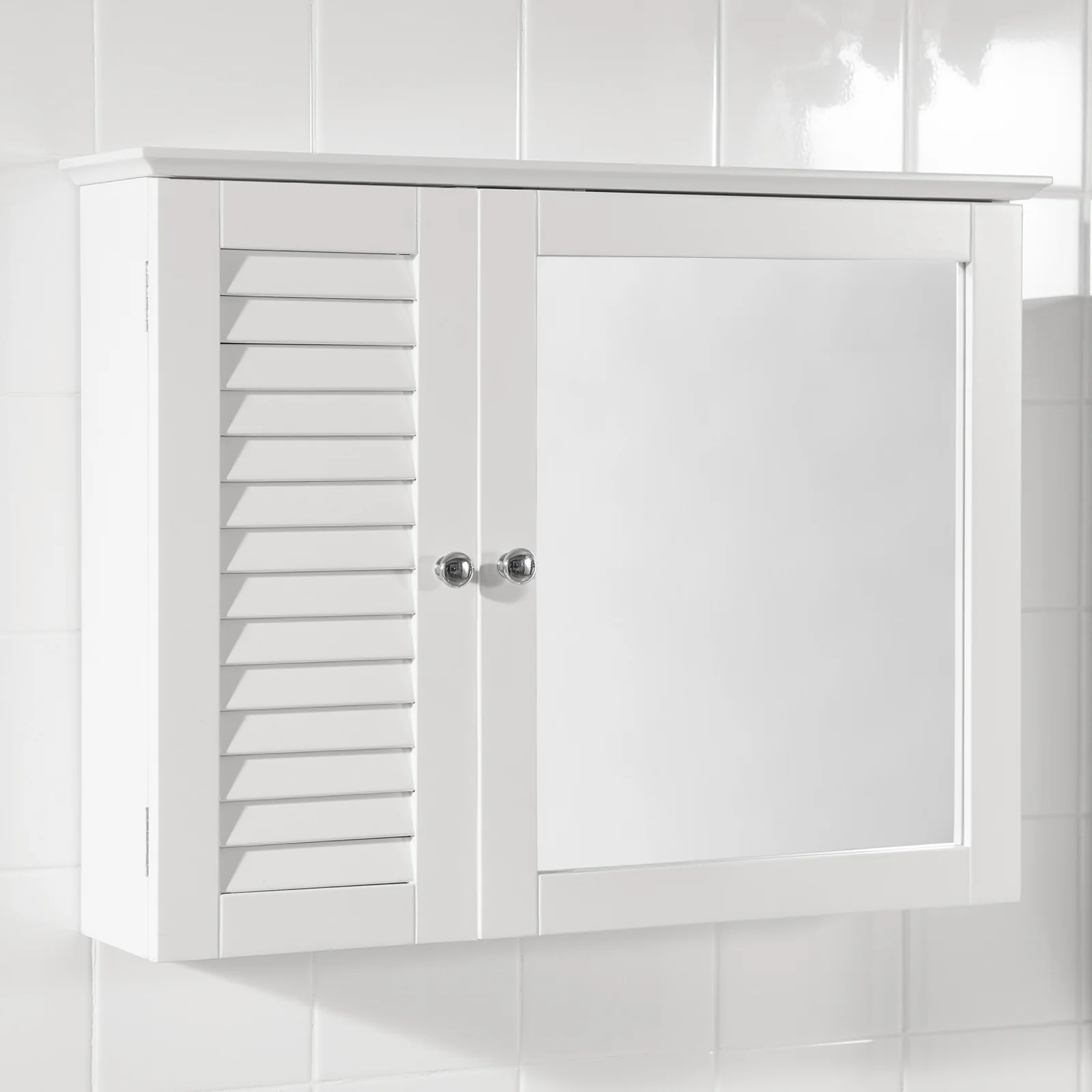 SoBuy BZR55-W Mueble de Pared con Espejo Blanco - Image 4