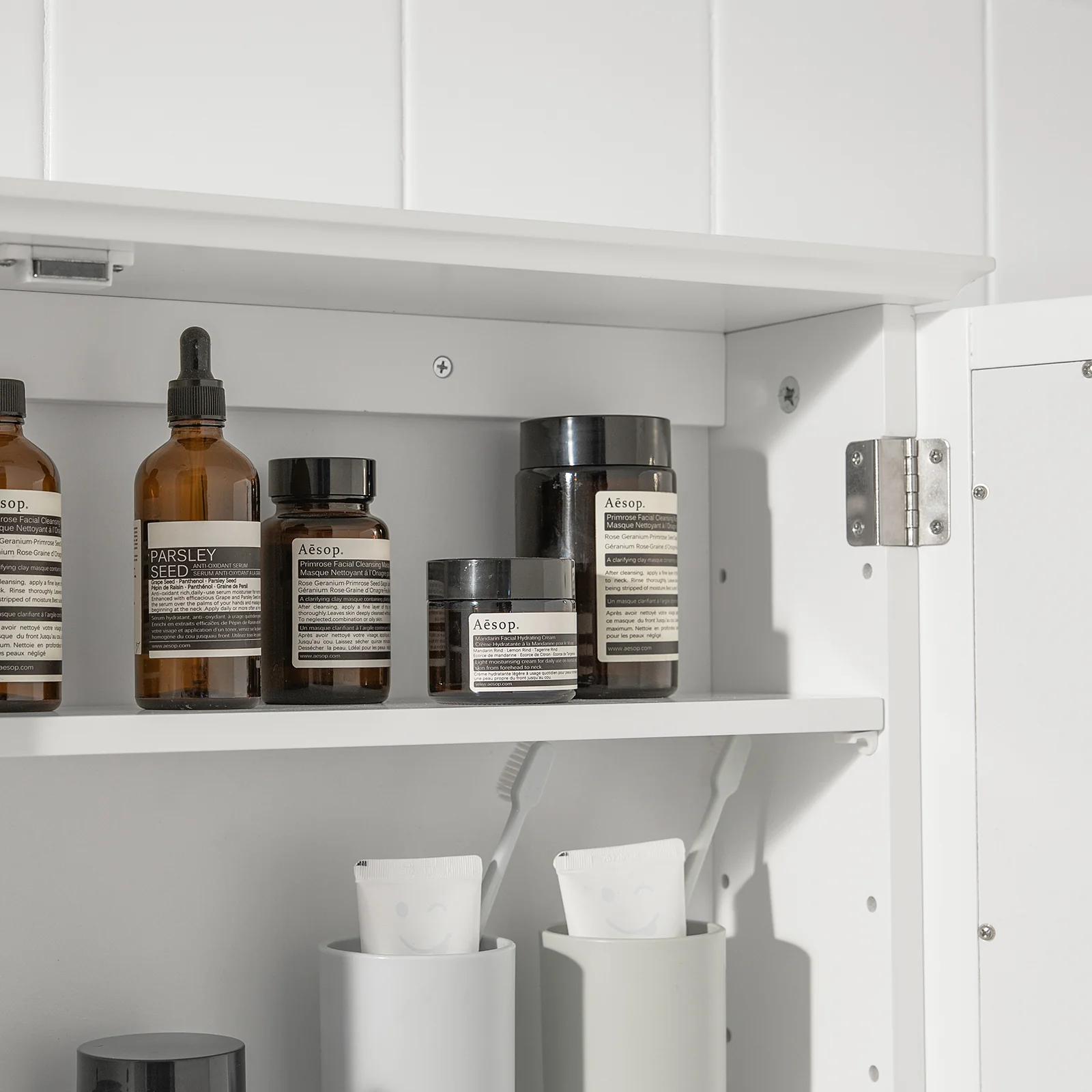 SoBuy BZR55-W Mueble de Pared con Espejo Blanco - Image 5