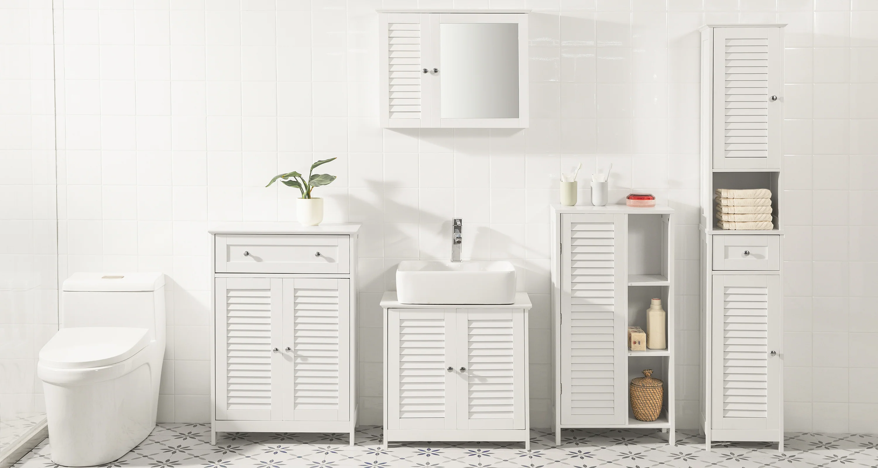 SoBuy BZR55-W Mueble de Pared con Espejo Blanco - Image 9