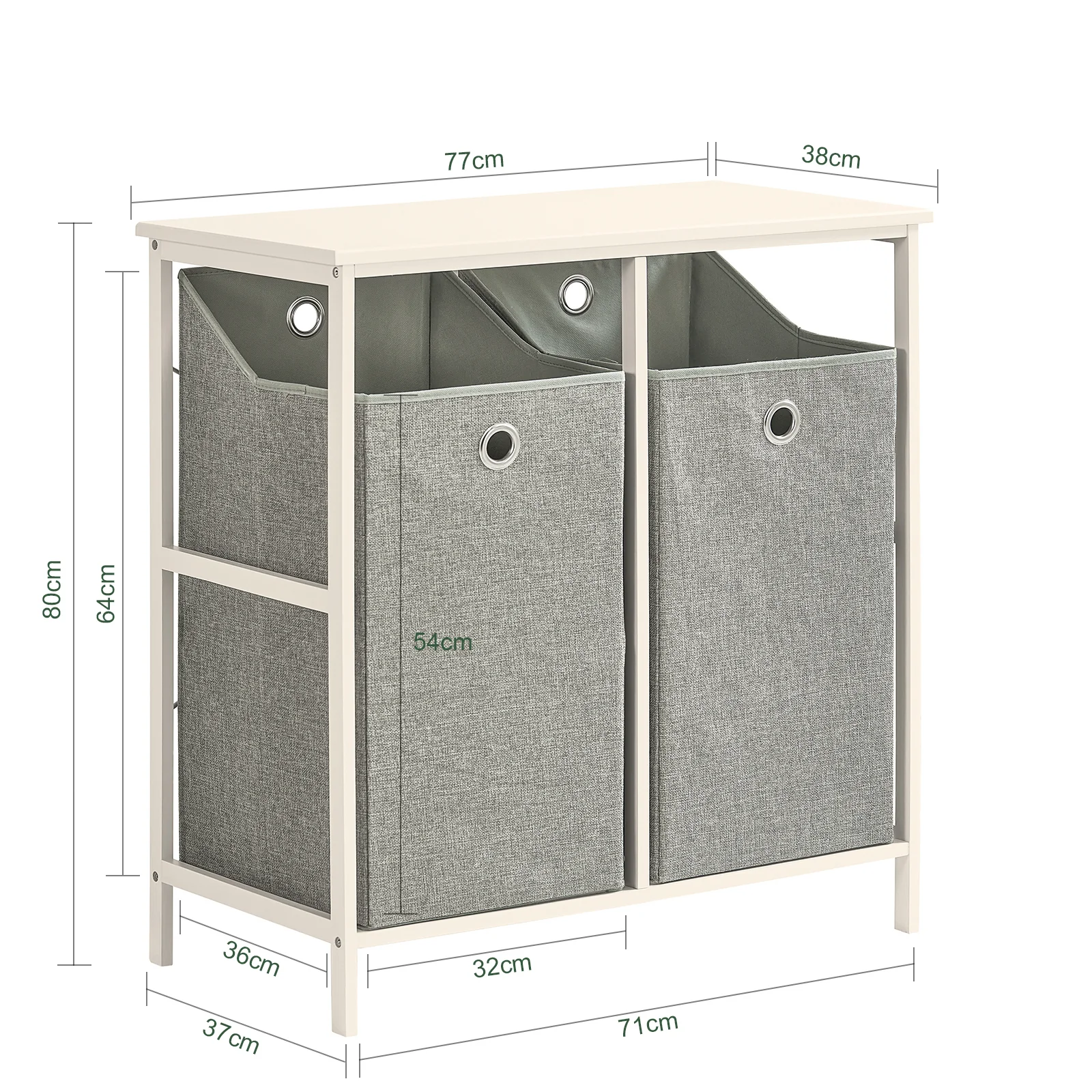 SoBuy BZR57-W Cesto para Ropa Sucia con 2 Compartimientos Gris - Image 3