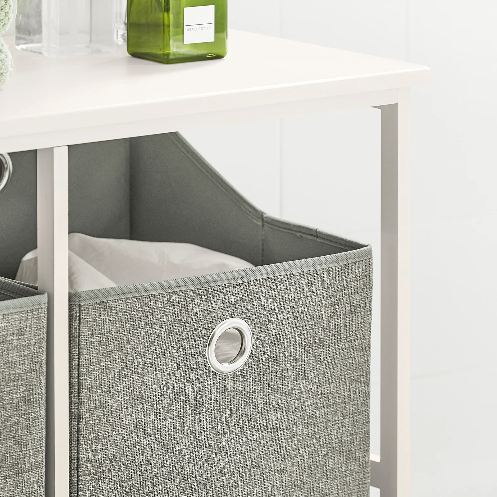 SoBuy BZR57-W Cesto para Ropa Sucia con 2 Compartimientos Gris - Image 6