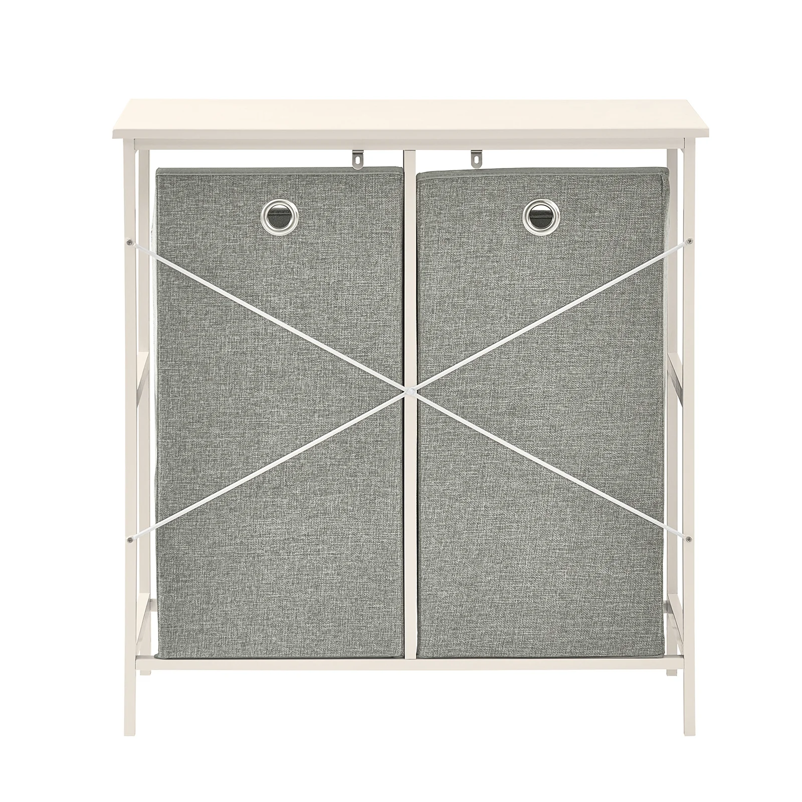 SoBuy BZR57-W Cesto para Ropa Sucia con 2 Compartimientos Gris - Image 9
