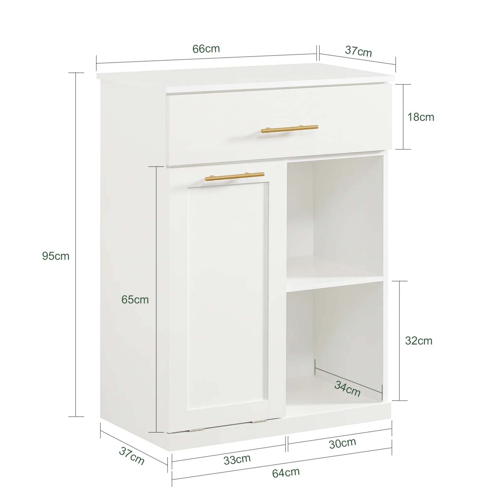 SoBuy BZR66-W Armario de Baño con 1 Cesto para Colada y 1 Cajón - Image 3