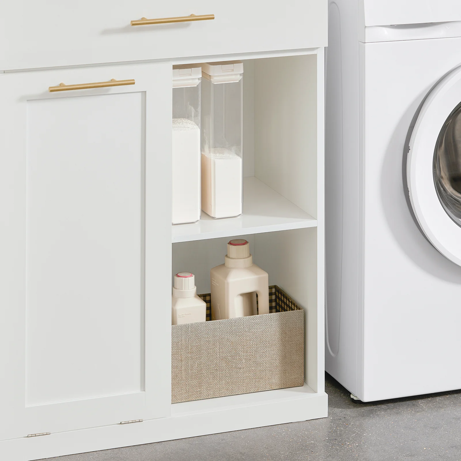 SoBuy BZR66-W Armario de Baño con 1 Cesto para Colada y 1 Cajón - Image 6