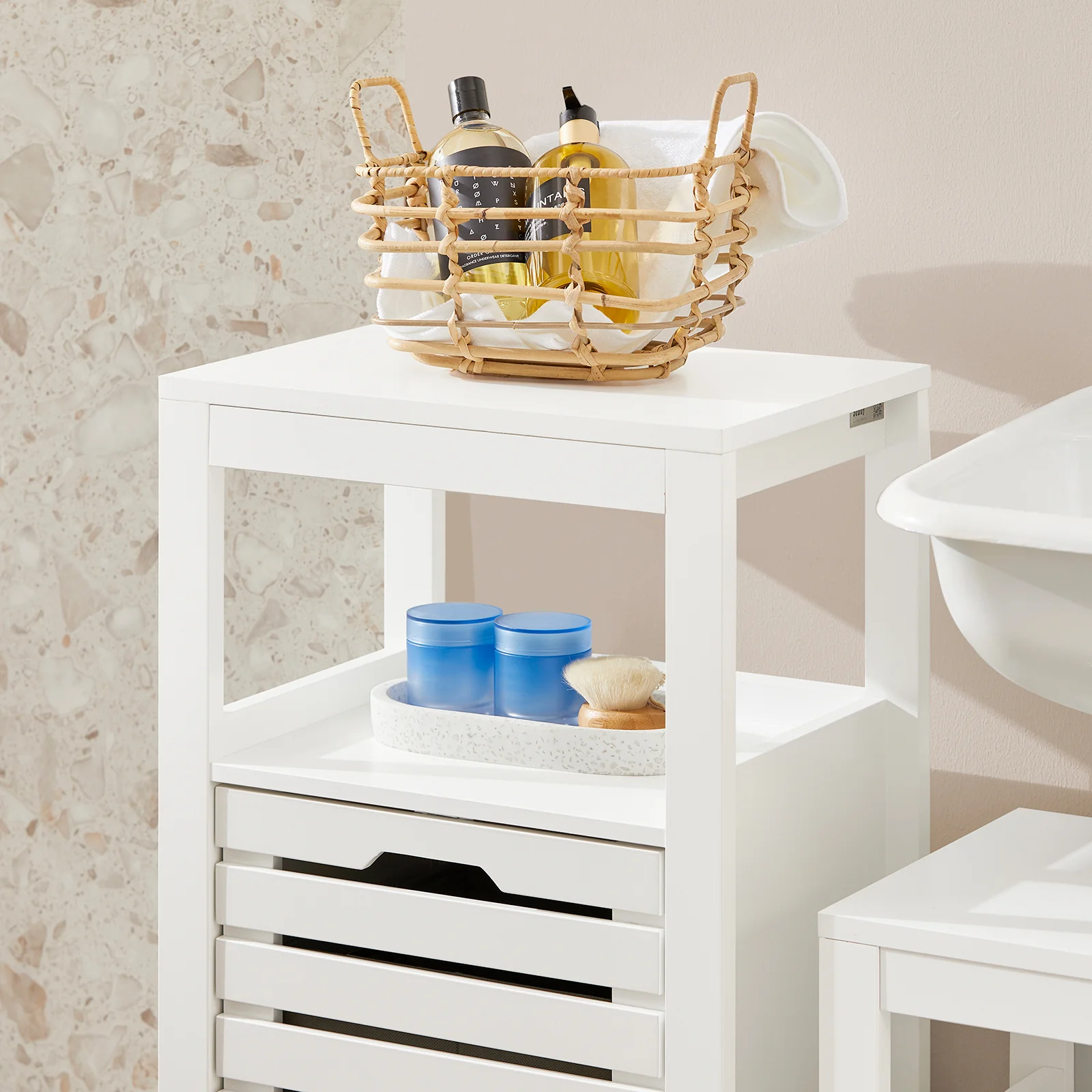 SoBuy BZR67-W Armario para baño con un cesto para Ropa Sucia - Image 6