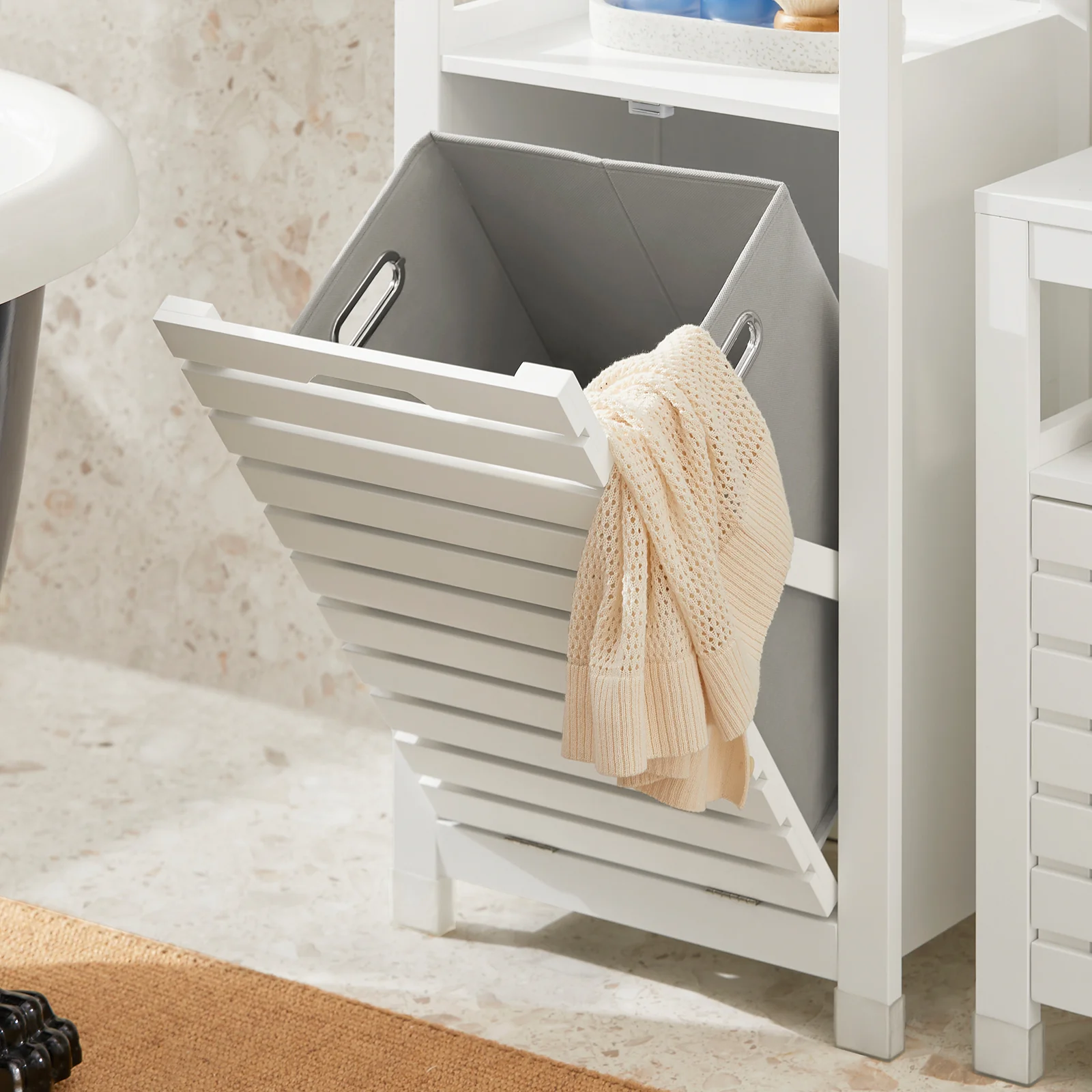 SoBuy BZR67-W Armario para baño con un cesto para Ropa Sucia - Image 7
