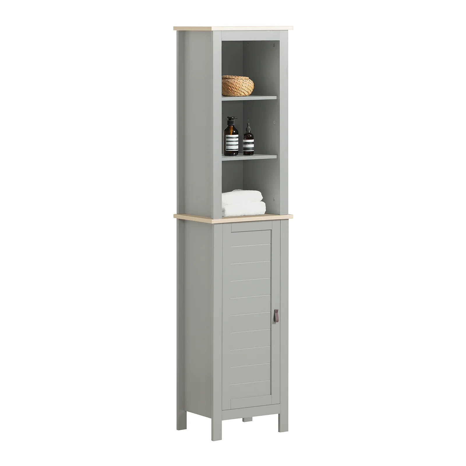 SoBuy BZR68-HG Armario Alto baño con 3 Estantes y 1 Puerta