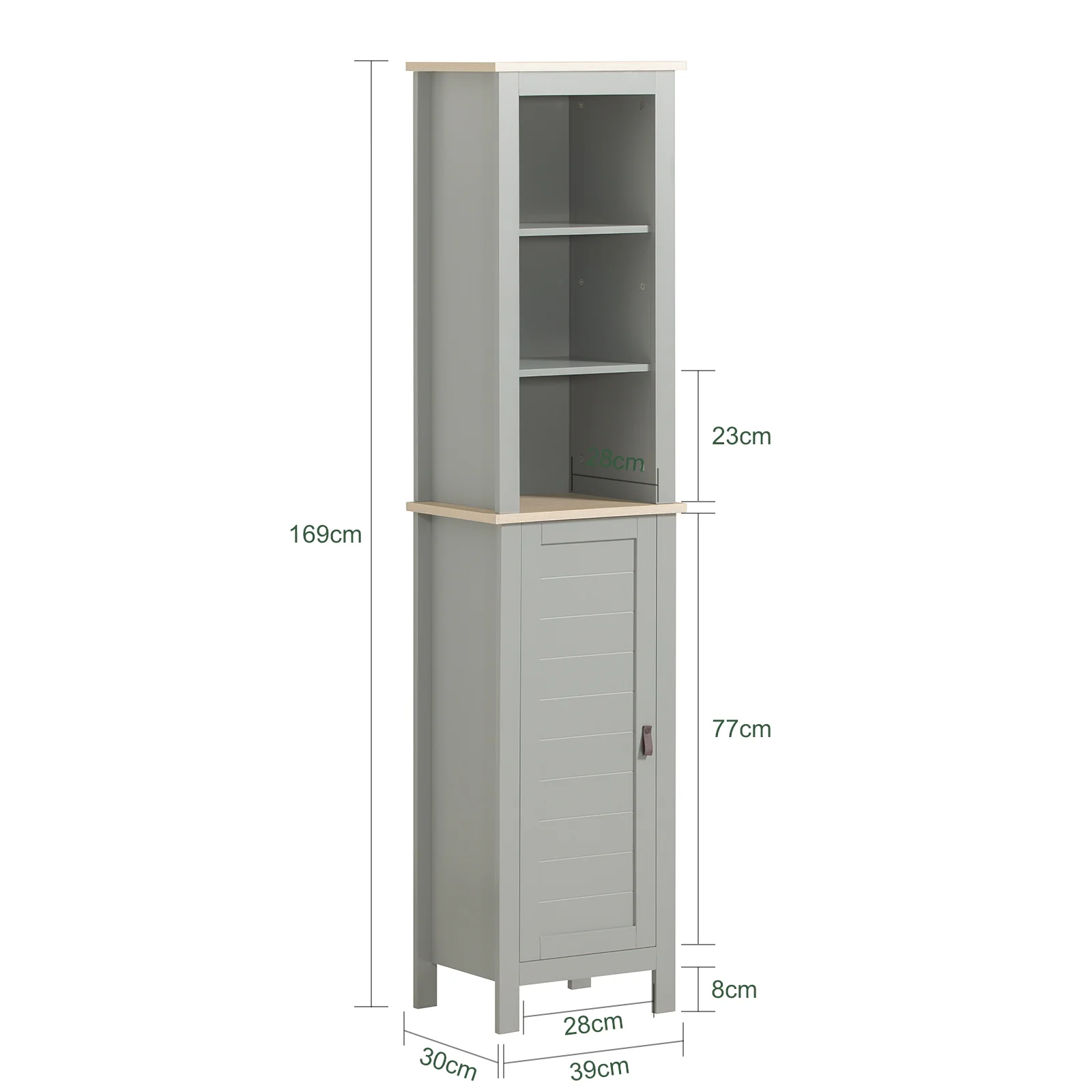 SoBuy BZR68-HG Armario Alto baño con 3 Estantes y 1 Puerta - Image 3
