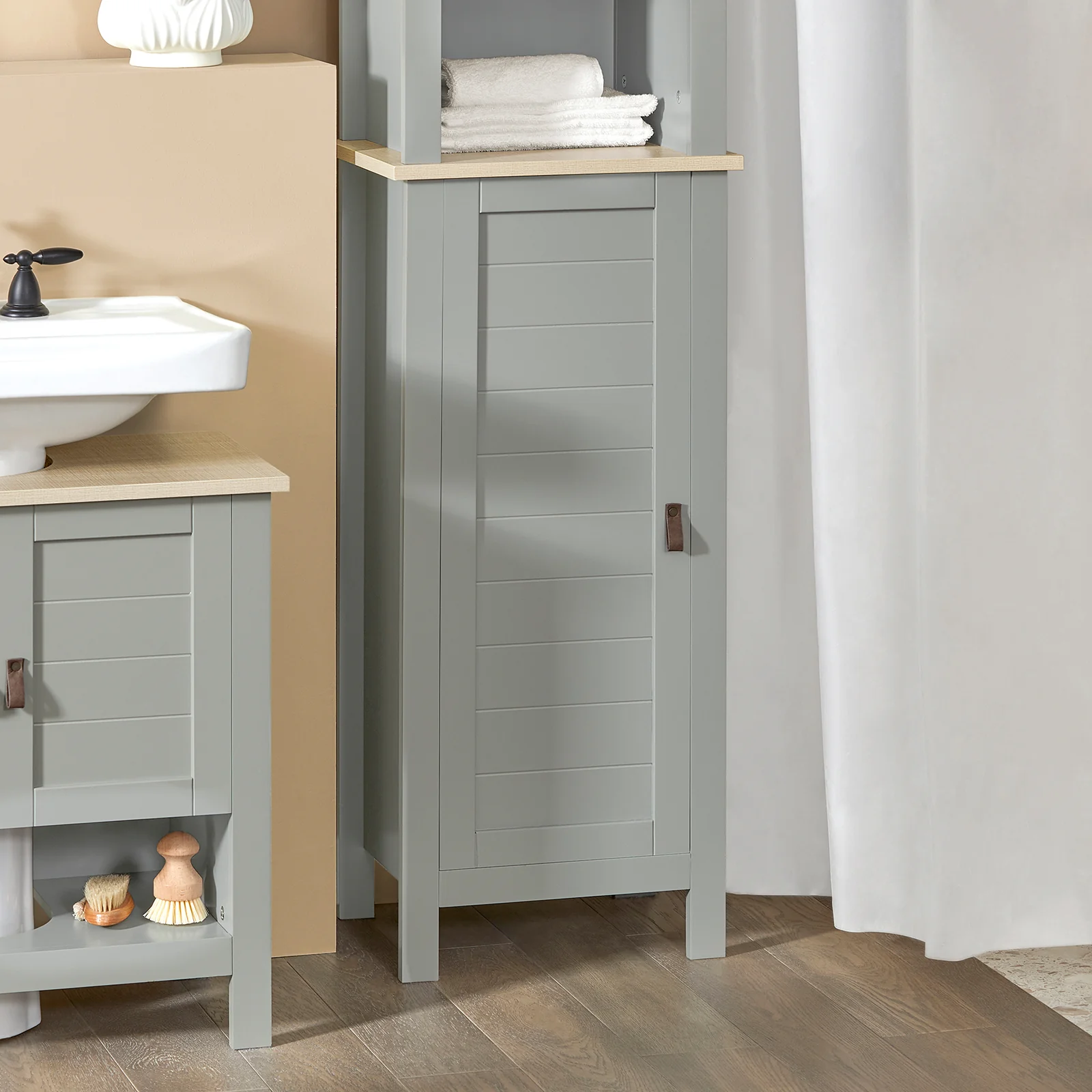 SoBuy BZR68-HG Armario Alto baño con 3 Estantes y 1 Puerta - Image 8