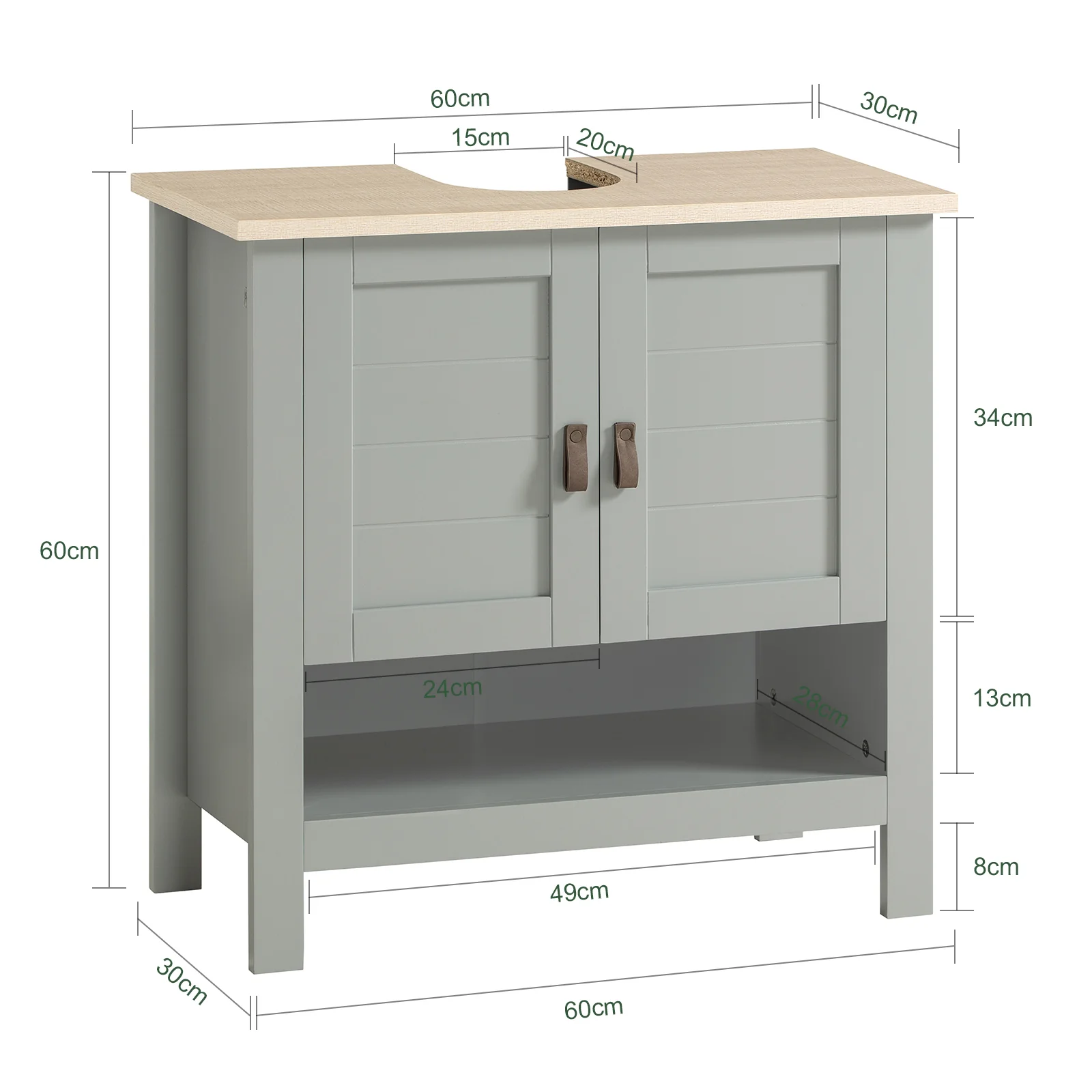 SoBuy BZR69-HG Mueble para Debajo del Lavabo con 1 Estante y 2 Puertas - Image 3