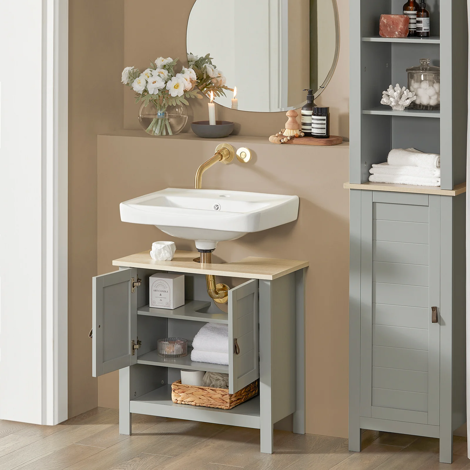 SoBuy BZR69-HG Mueble para Debajo del Lavabo con 1 Estante y 2 Puertas - Image 5