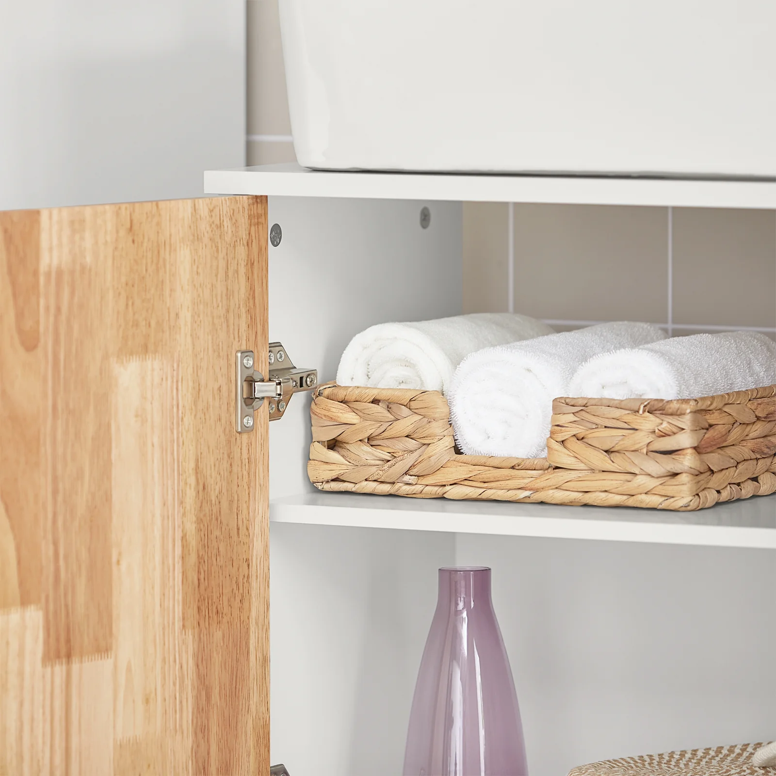 SoBuy BZR75-W Mueble para Debajo del Lavabo con 2 Estantes y 1 Puerta Blanco y Madera - Image 7