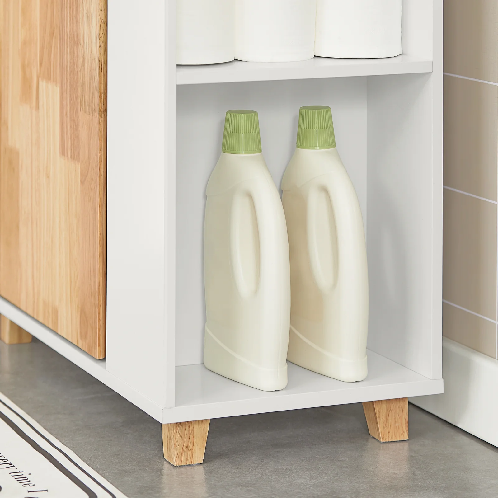 SoBuy BZR75-W Mueble para Debajo del Lavabo con 2 Estantes y 1 Puerta Blanco y Madera - Image 8