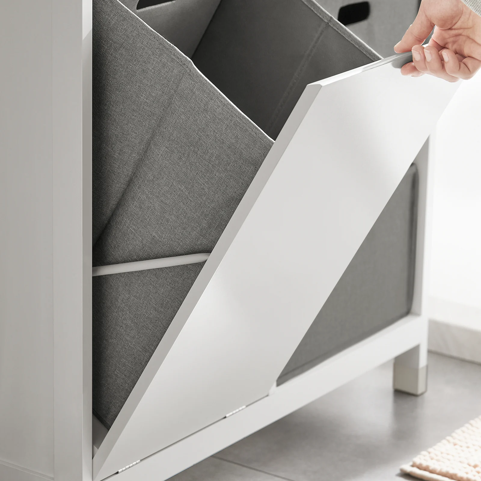 SoBuy BZR77-W Mueble para Ropa Sucia con 1 Cesto y 1 Cajón 3 Cestos - Image 7