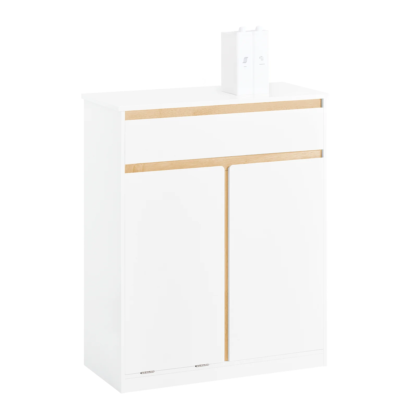 SoBuy BZR79-W Armario de Baño con Cesto para ropa Sucia Blanco