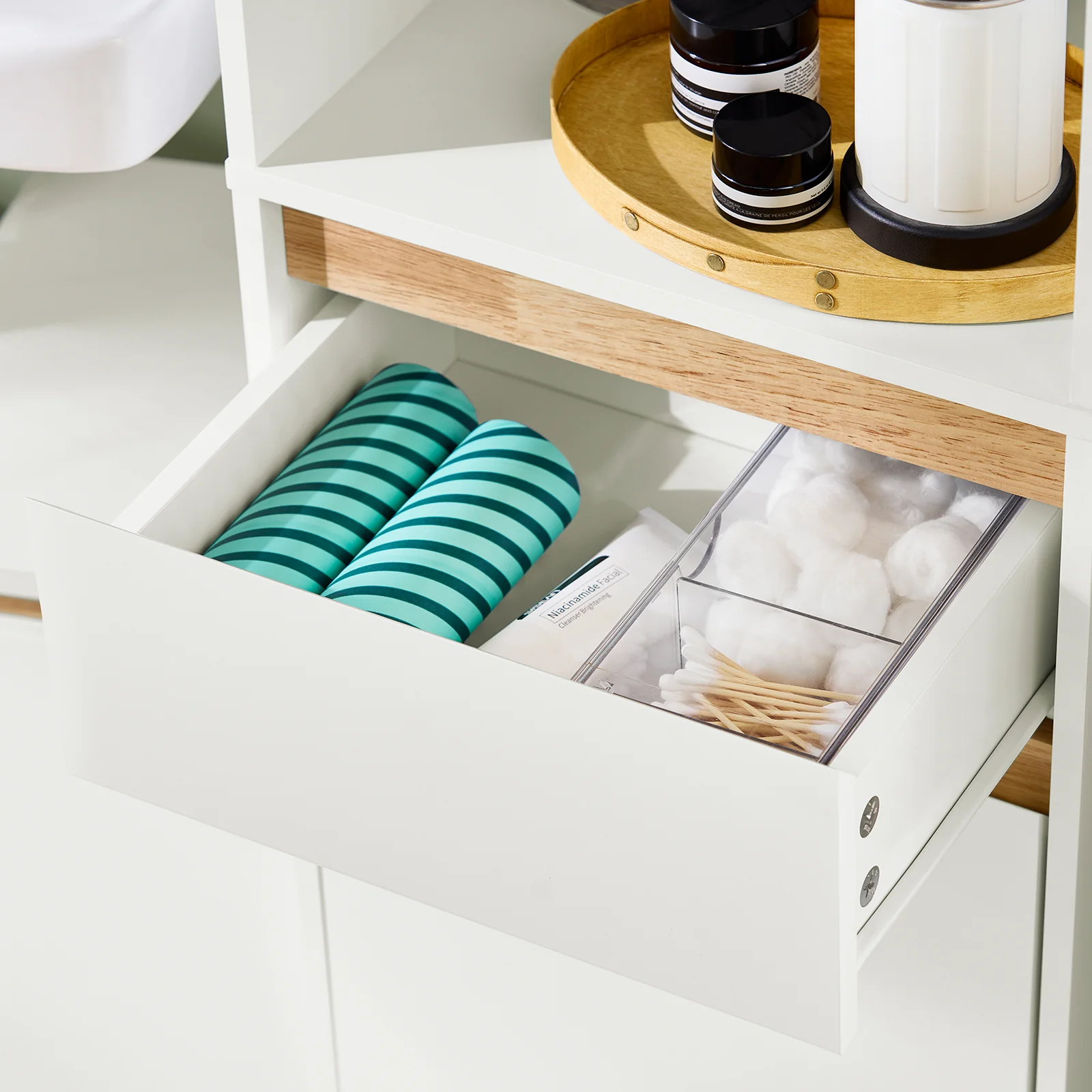SoBuy BZR80-W Armario Alto para baño con 1 Cajón y 2 Puertas Blanco 35 x 33 x 170 cm - Image 7
