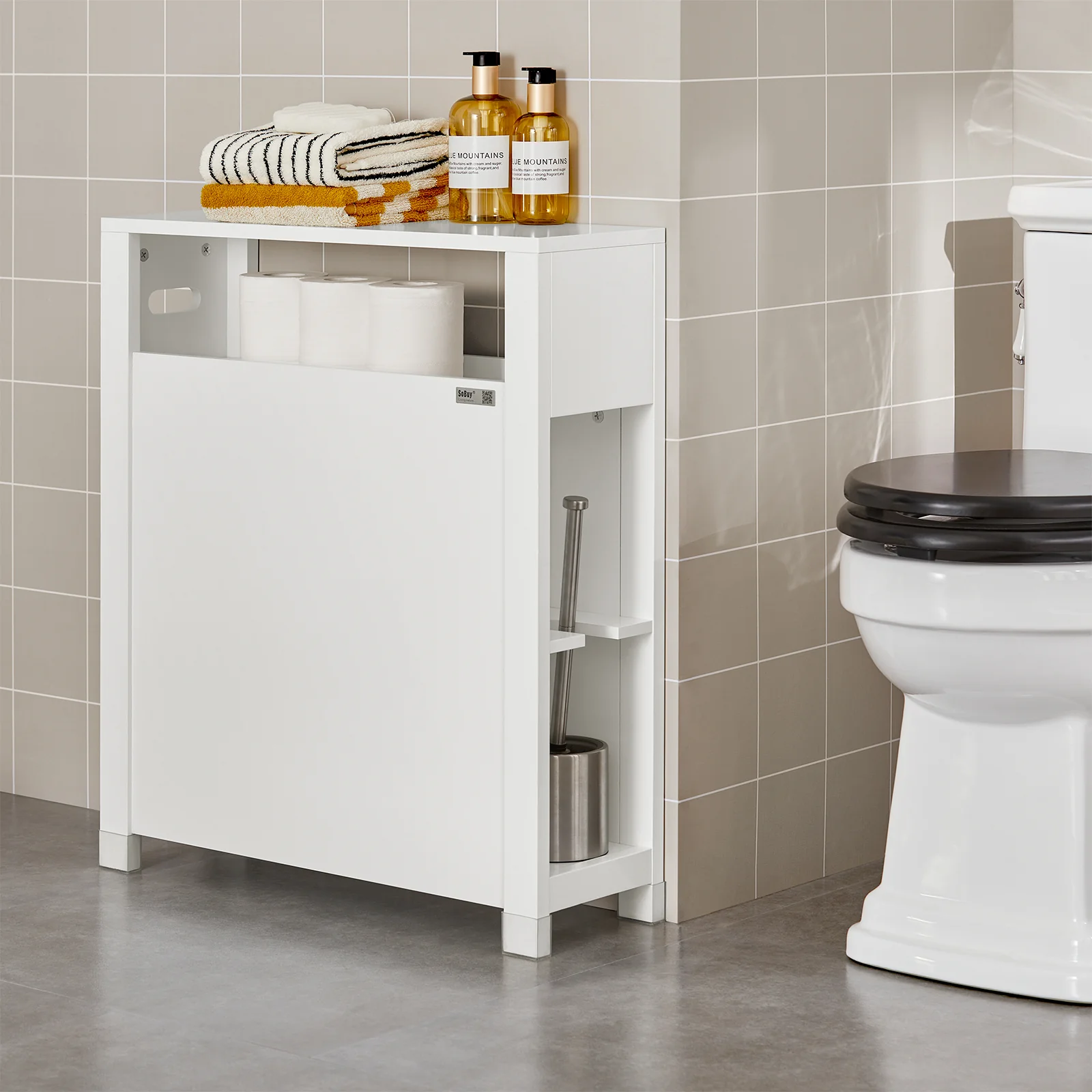 SoBuy BZR83-W Mueble de Baño con 1 Estante 2 Cestos 60 x 20 x 70 - Image 4