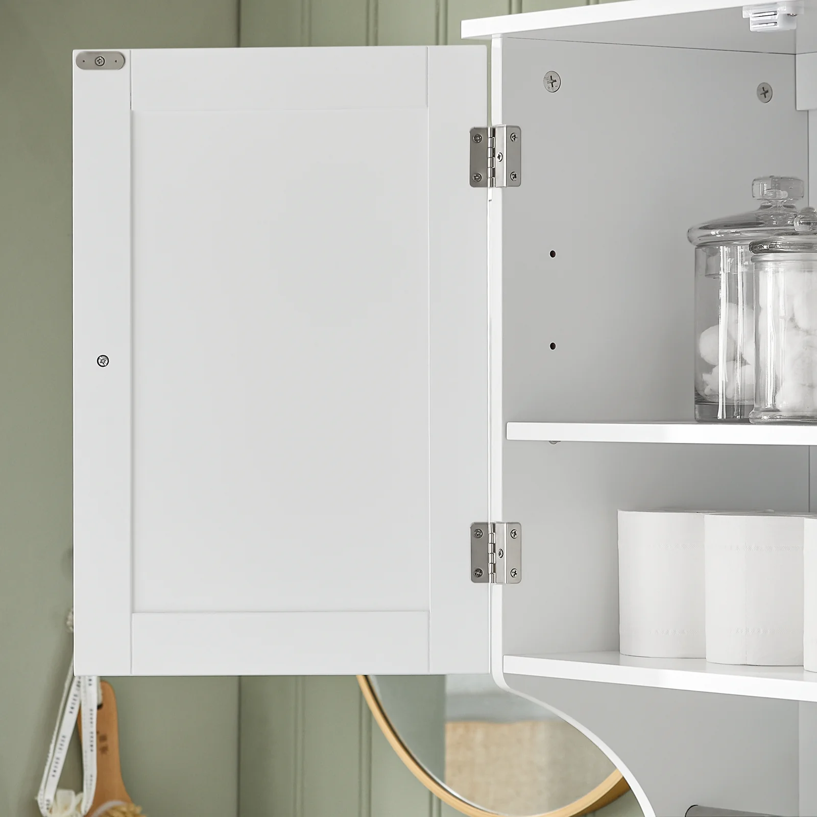 SoBuy BZR84-W Mueble de Pared con 2 Puertas 1 Toallero Blanco - Image 6