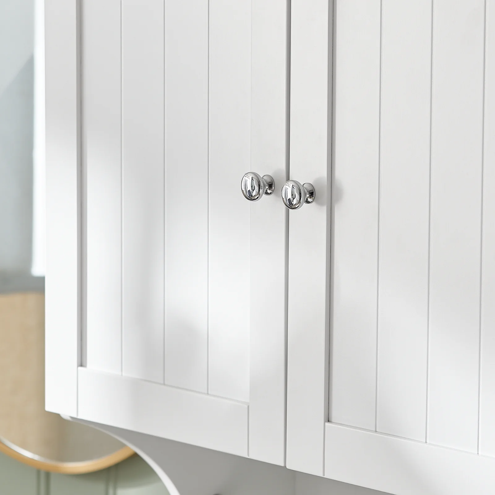 SoBuy BZR84-W Mueble de Pared con 2 Puertas 1 Toallero Blanco - Image 8