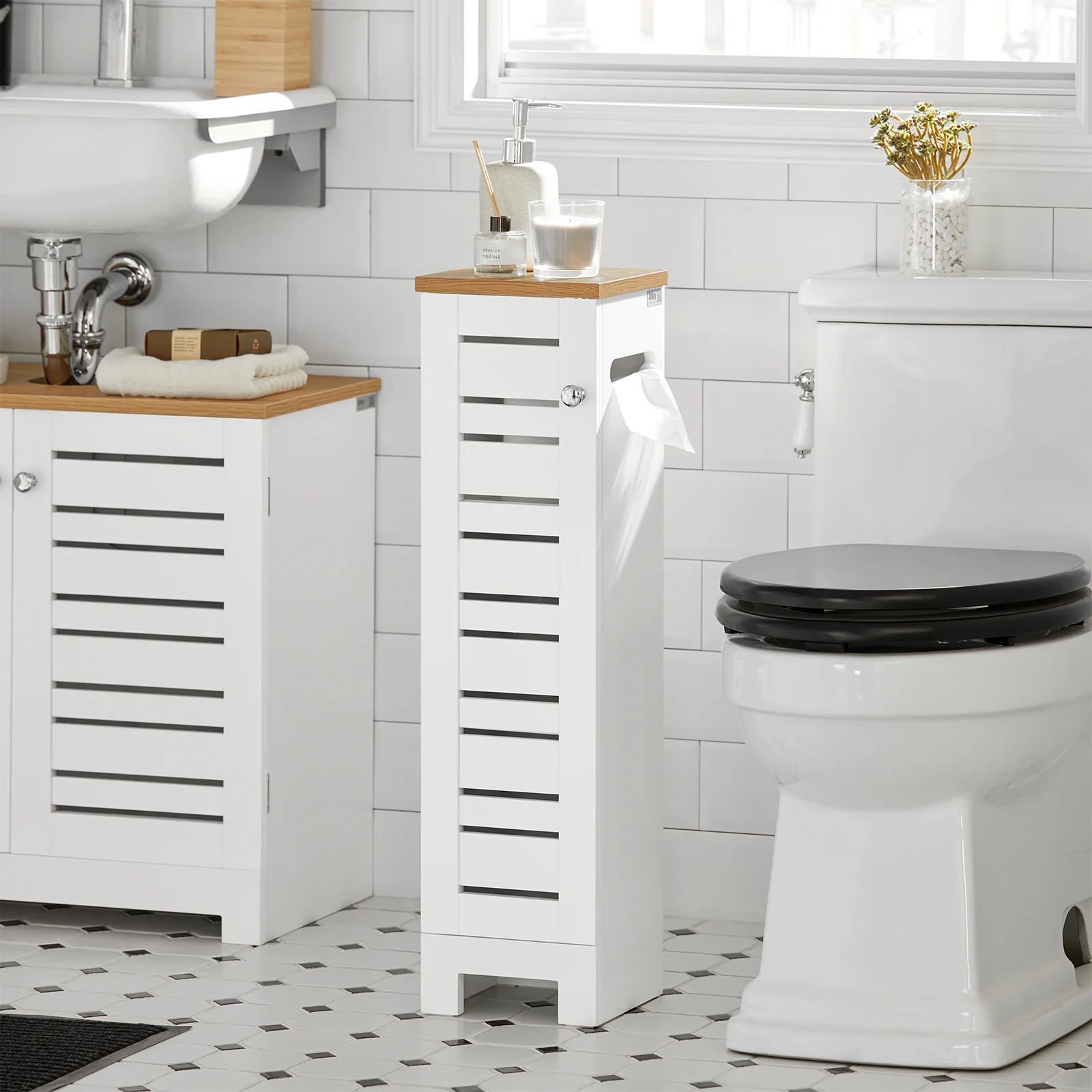 SoBuy BZR85-W Soporte para Papel Higiénico para baño Blanco 20x 18x75cm - Image 4