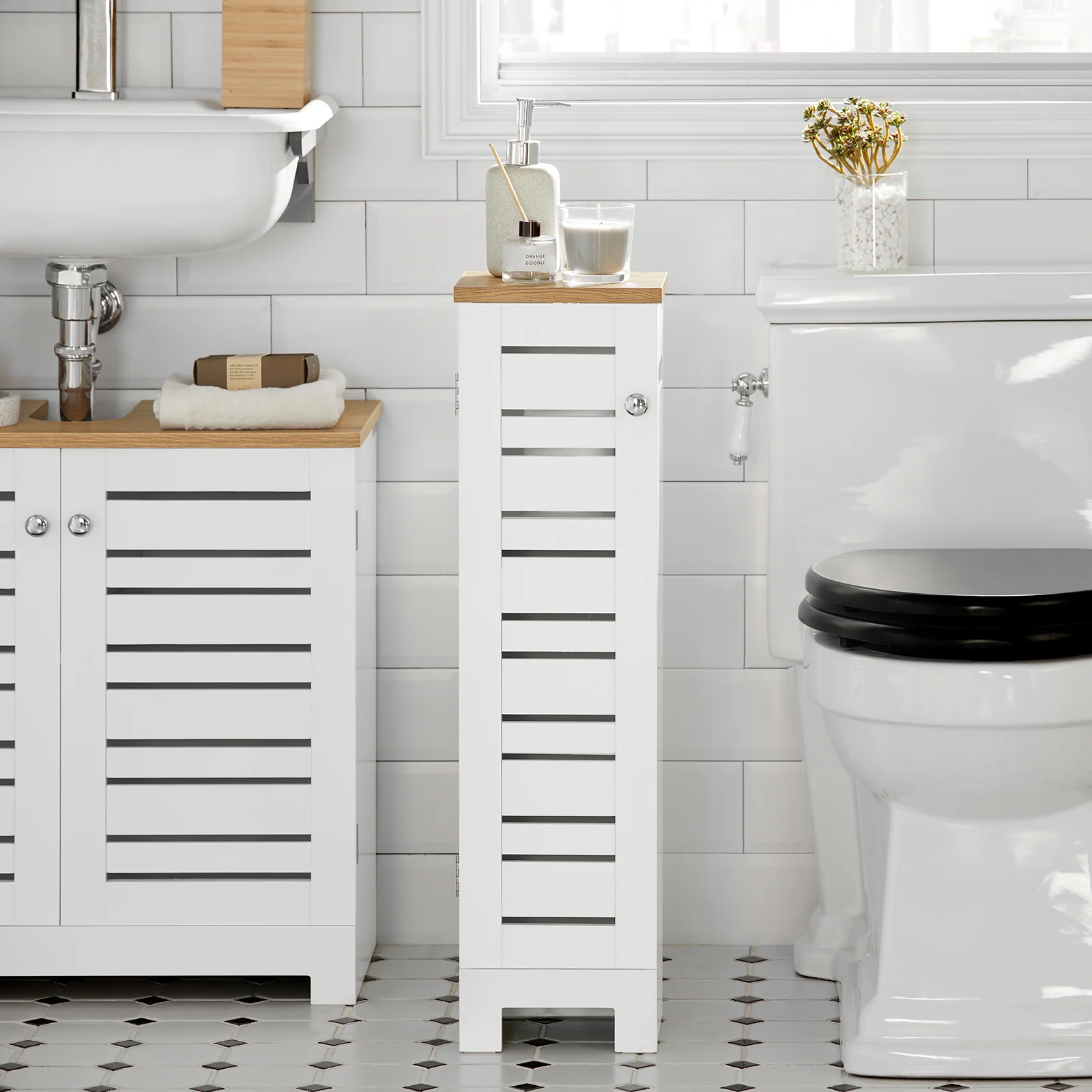 SoBuy BZR85-W Soporte para Papel Higiénico para baño Blanco 20x 18x75cm - Image 5