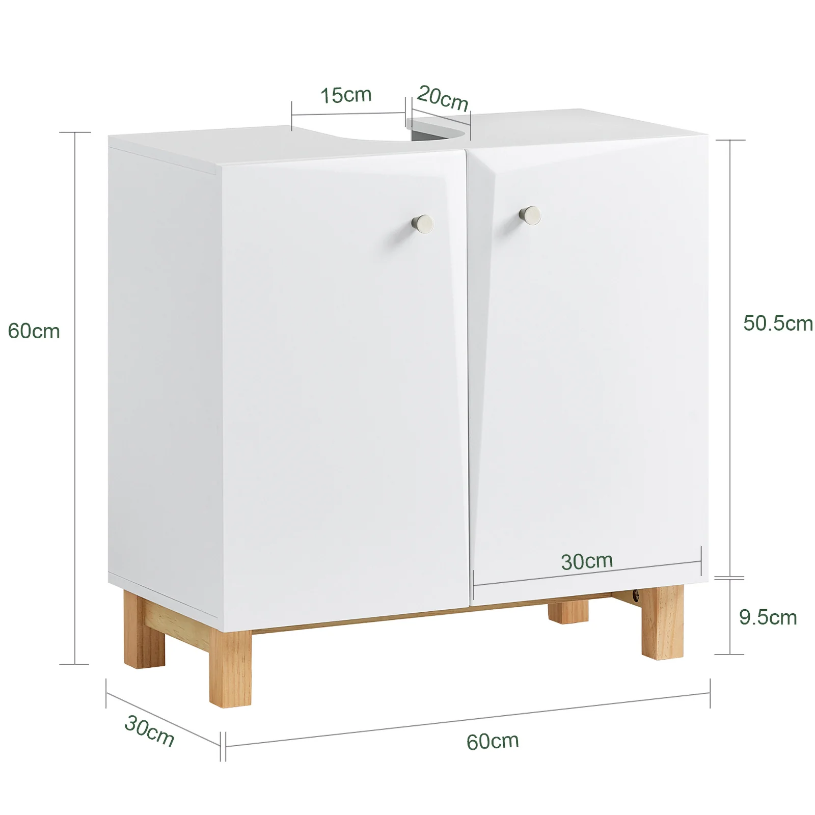 SoBuy BZR92-W Mueble para Debajo del Lavabo con 2 Puertas y Estante - Image 3