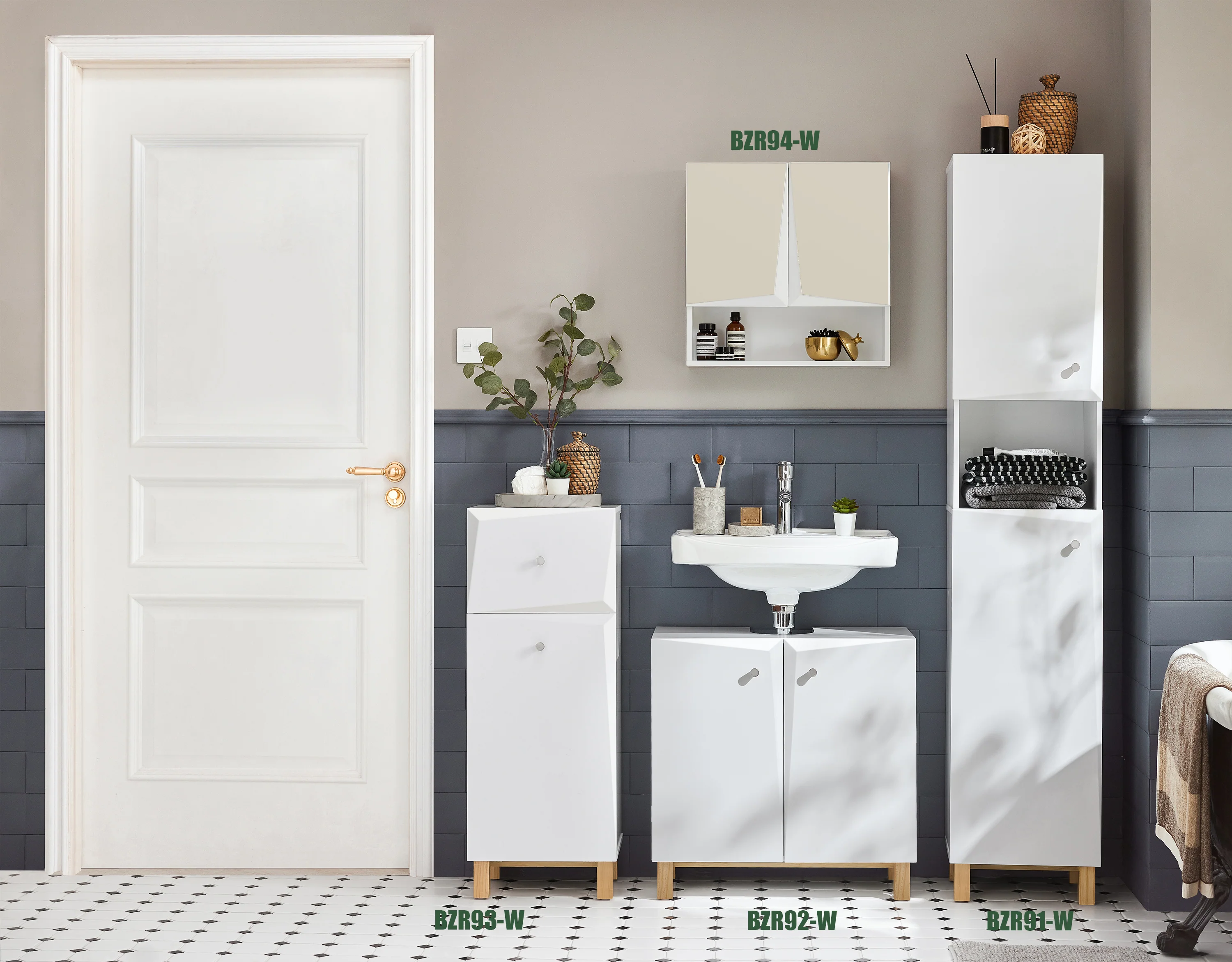 SoBuy BZR93-W Mueble para Ropa Sucia con 1 Cesto y 1 Cajón 34 x 30 x 90 cm - Image 4