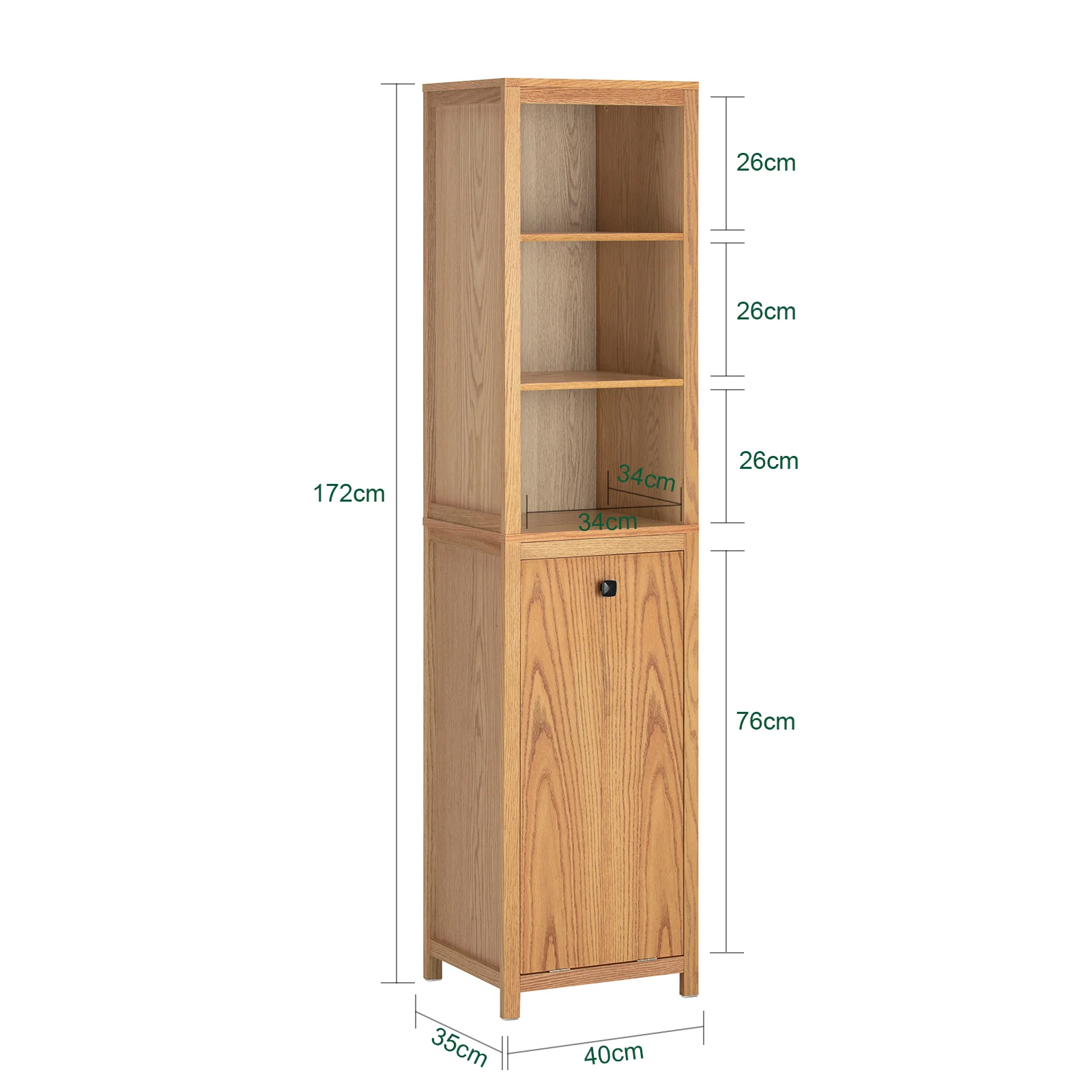 SoBuy BZR95-N Mueble Columna de Baño con 1 Cesto para Ropa Sucia y 3 Estantes - Image 3